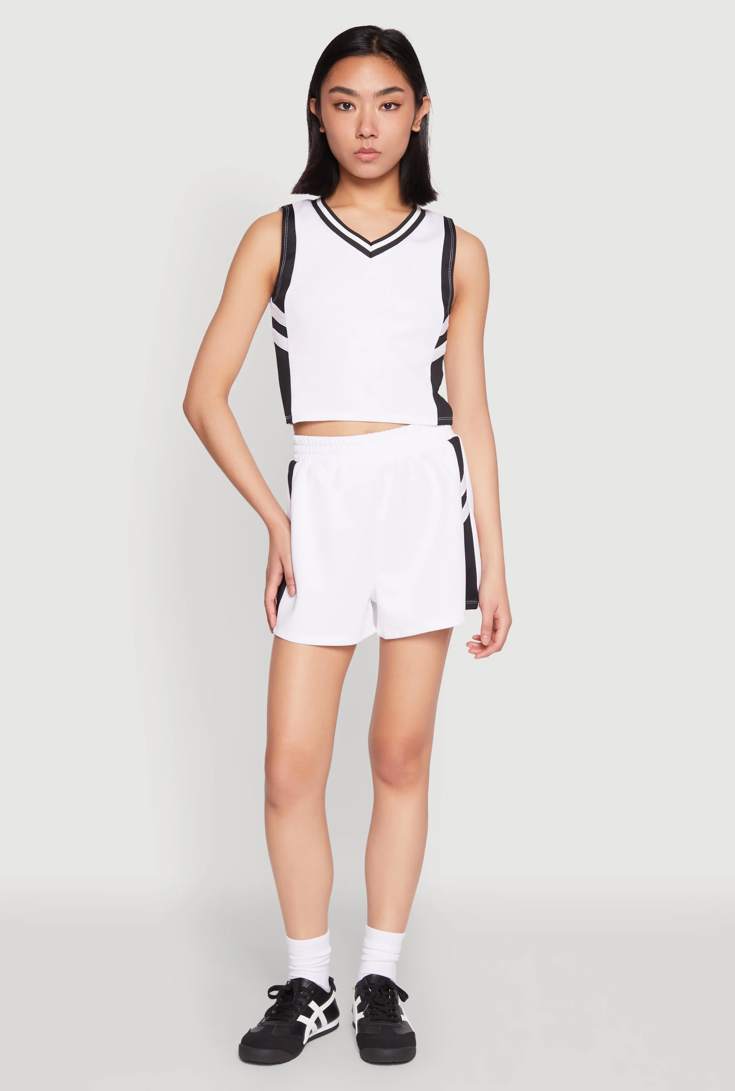 Varsity Stripe Contrast Trim Shorts sold by Rainbow