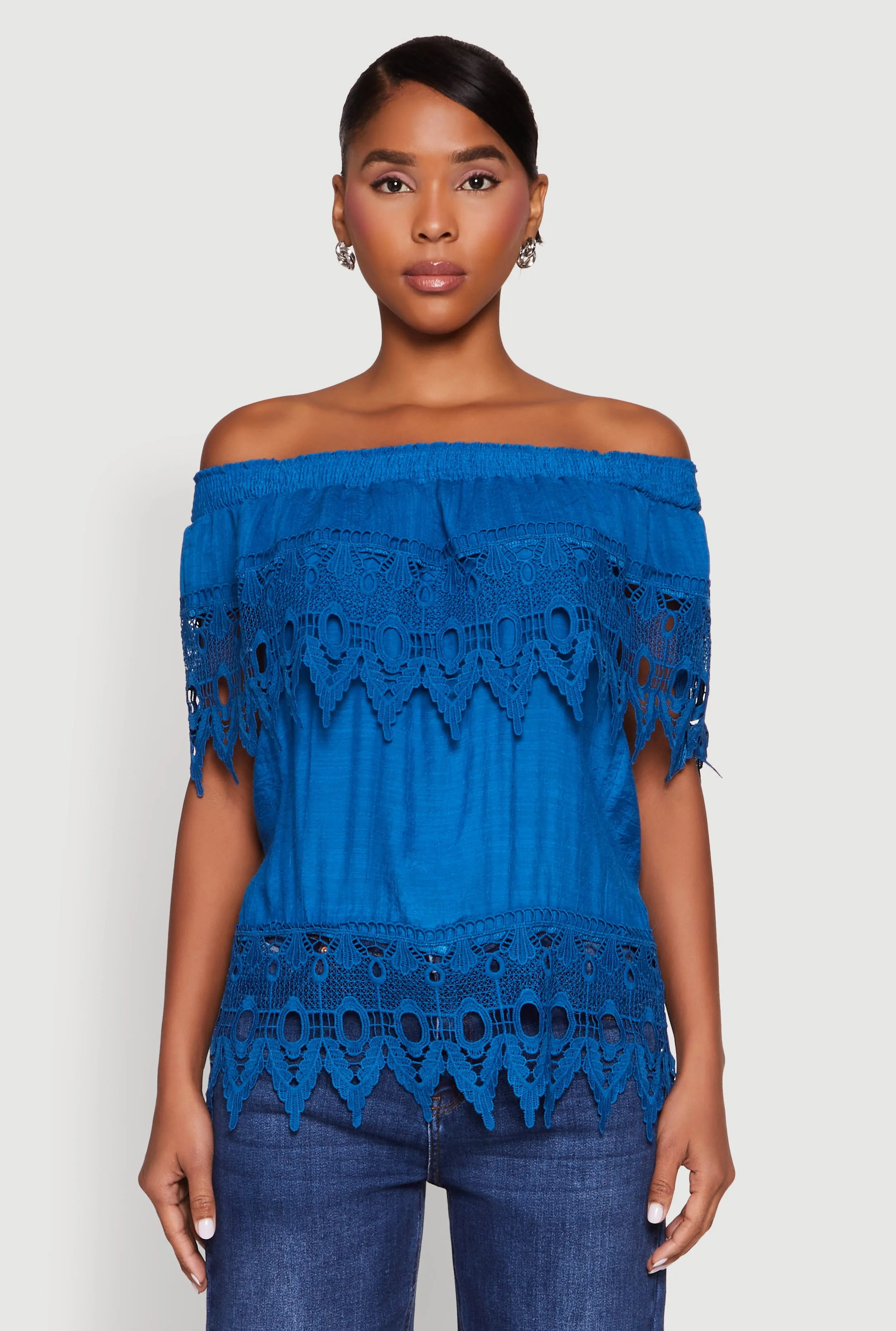 Lace Trim Off the Shoulder Blouse sold by Rainbow product image thumbnail 2