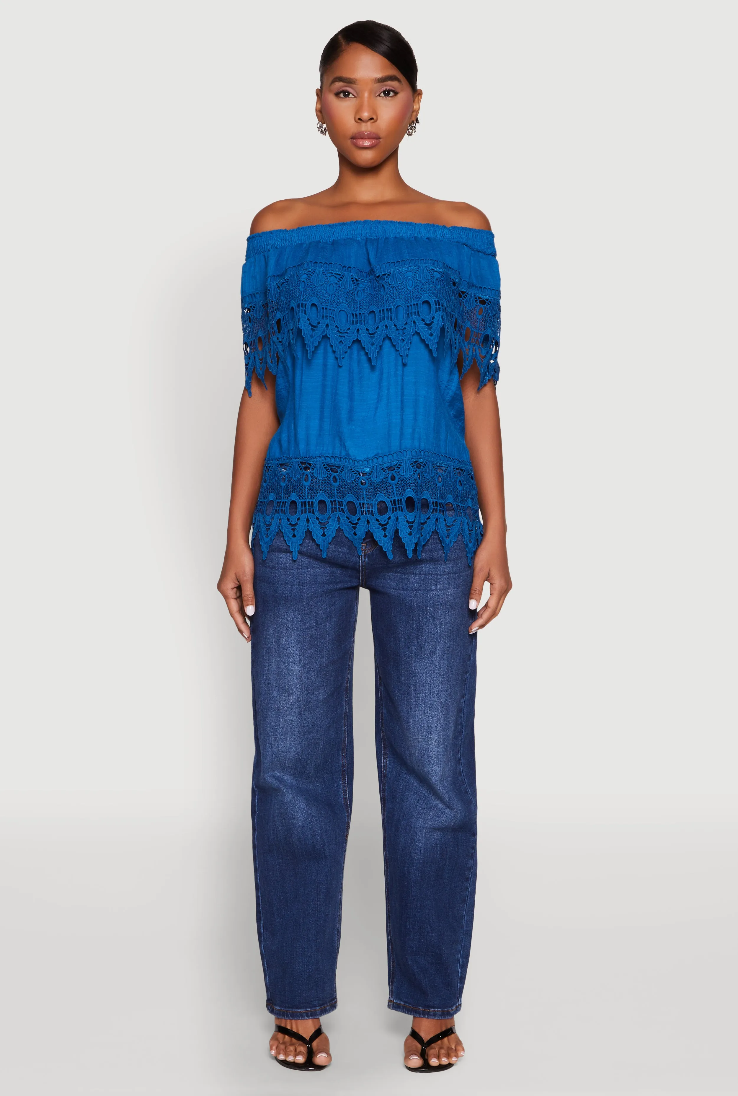 Lace Trim Off the Shoulder Blouse sold by Rainbow product image thumbnail 3