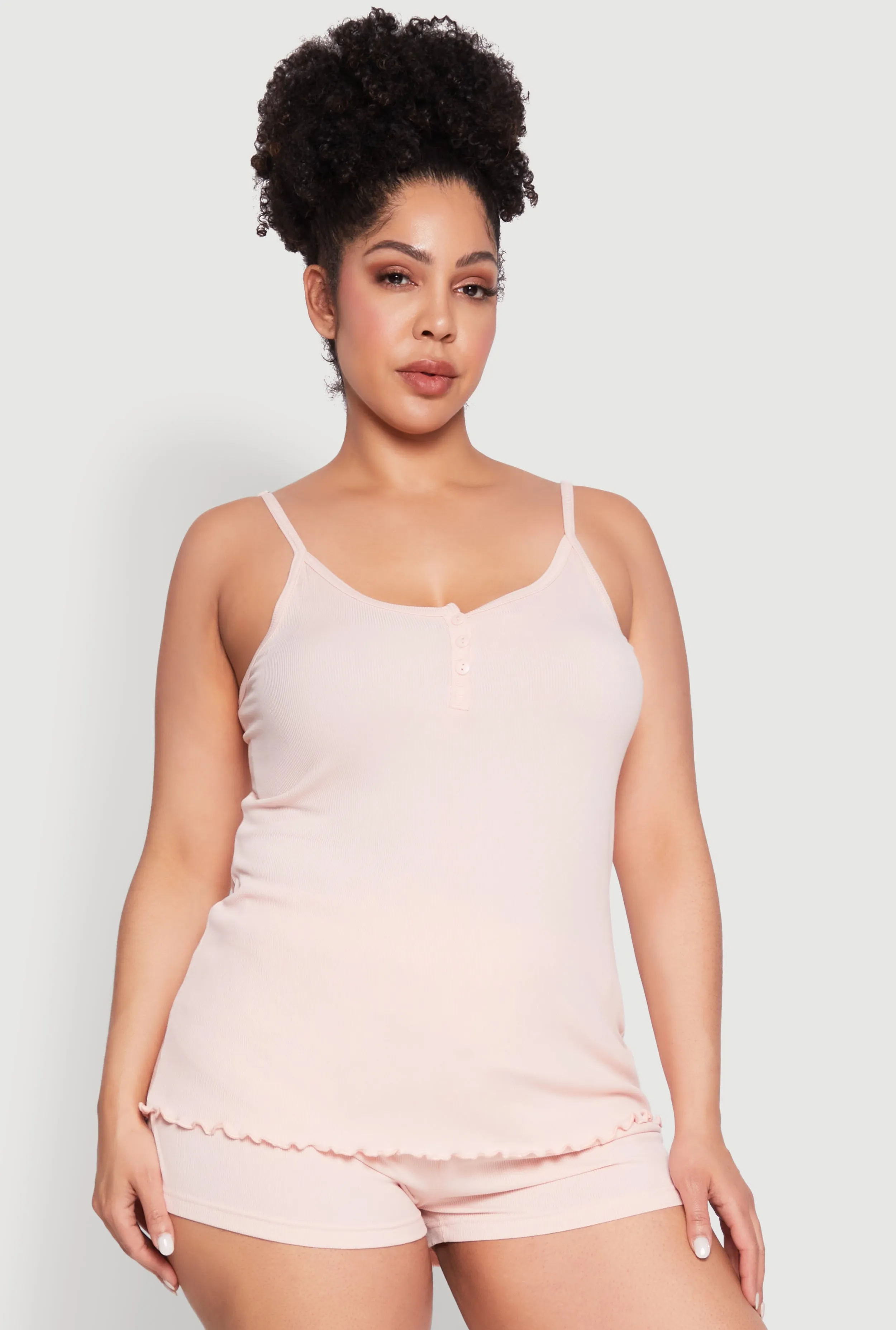 Plus Size Pajama Cami and Printed Shorts Set sold by Rainbow product image thumbnail 2