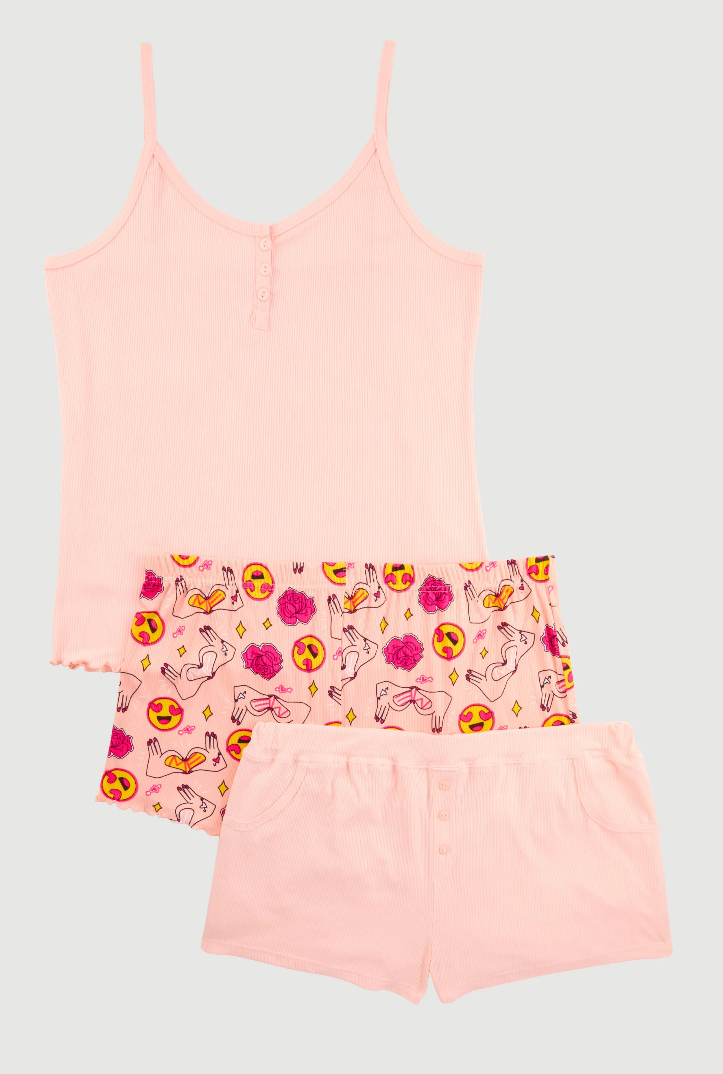 Plus Size Pajama Cami and Printed Shorts Set sold by Rainbow