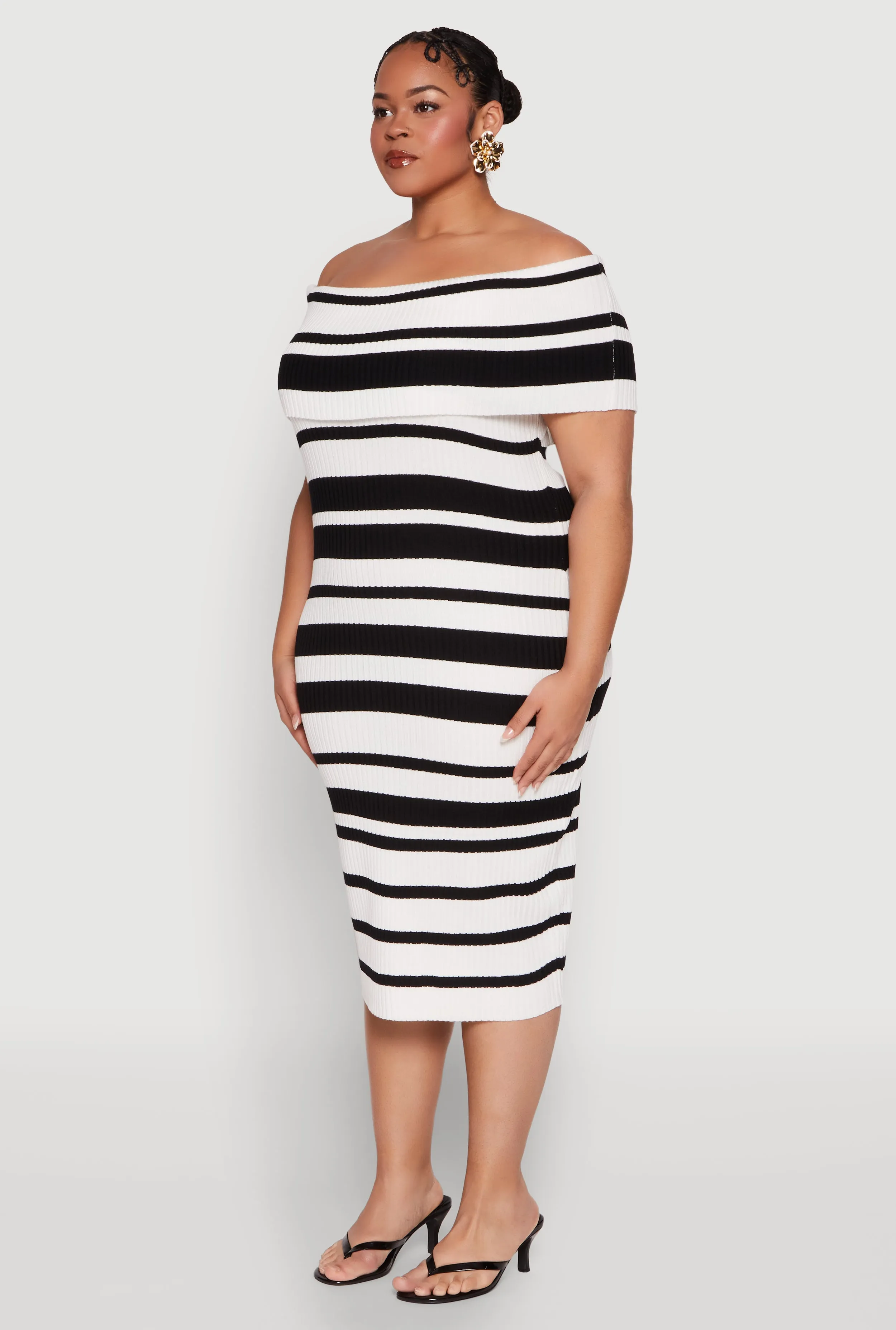Plus Size Almost Famous Off the Shoulder Striped Dress sold by Rainbow product image thumbnail 3