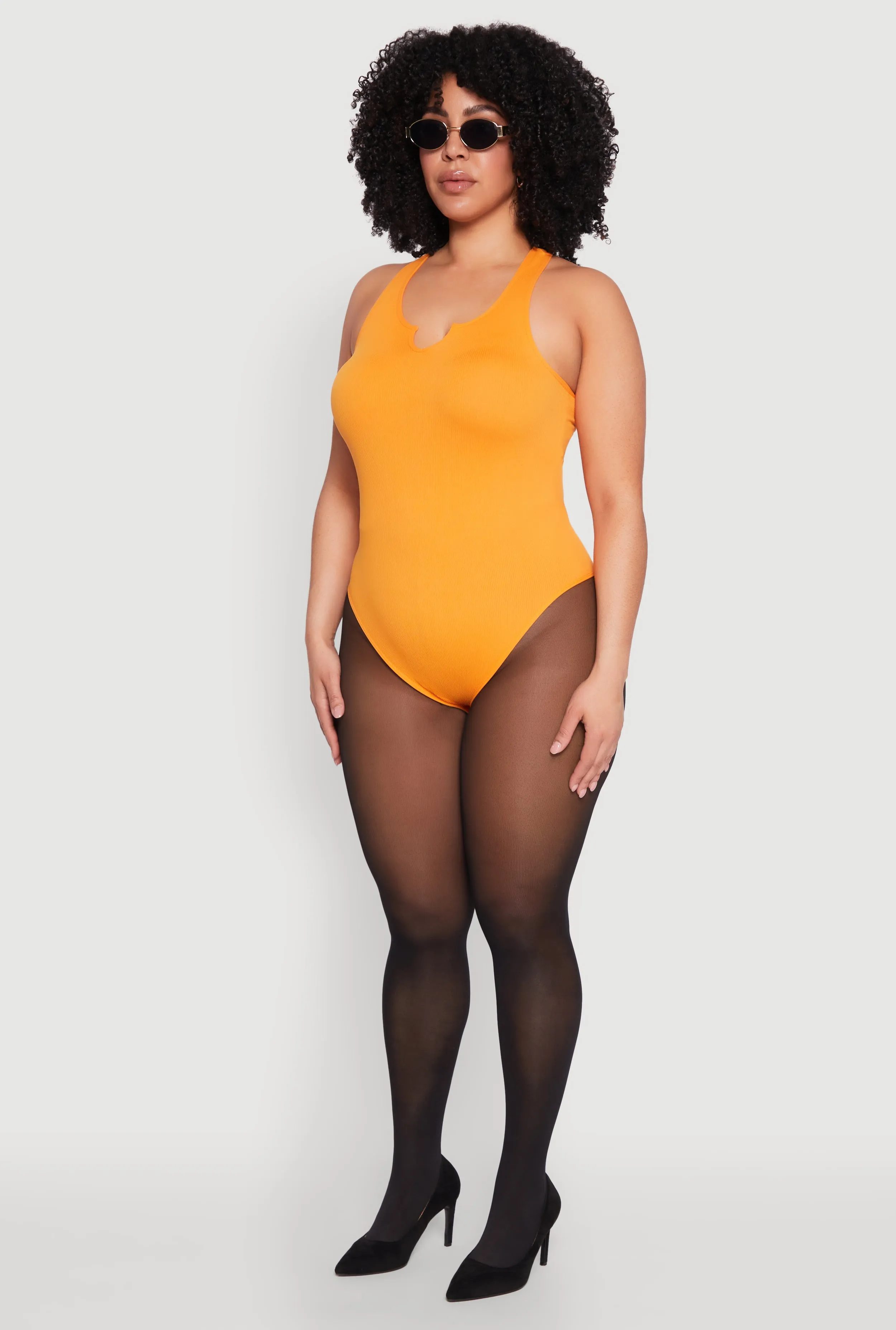 Plus Size Ribbed Notch Neck Tank Bodysuit sold by Rainbow product image thumbnail 5
