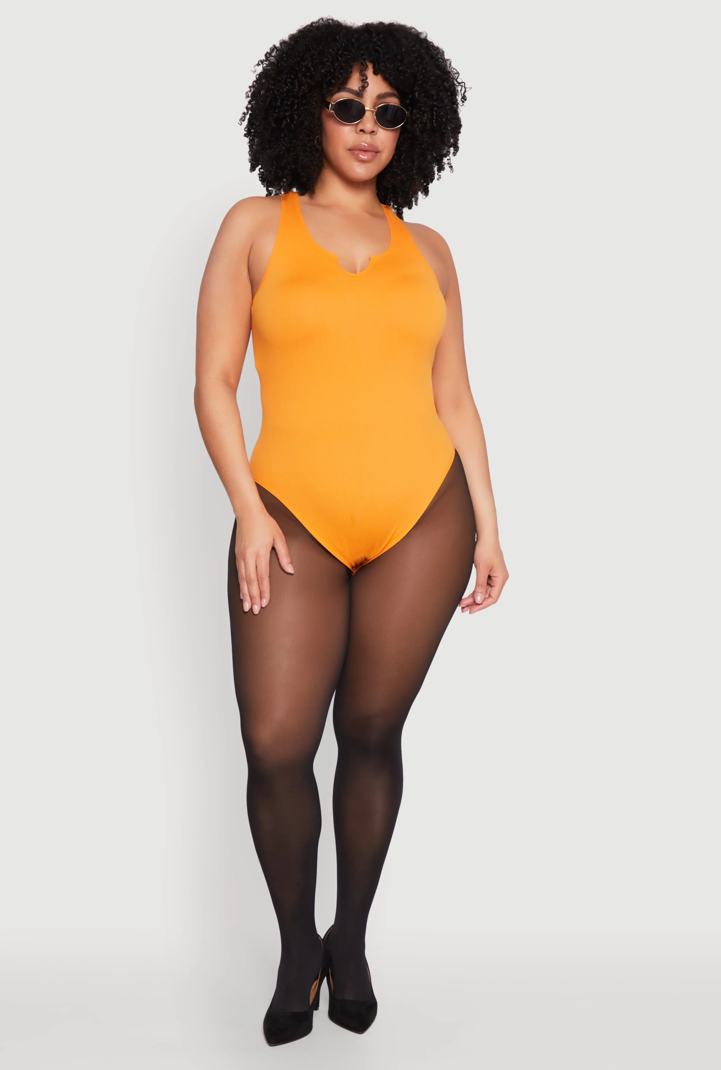 Plus Size Ribbed Notch Neck Tank Bodysuit sold by Rainbow product image thumbnail 3