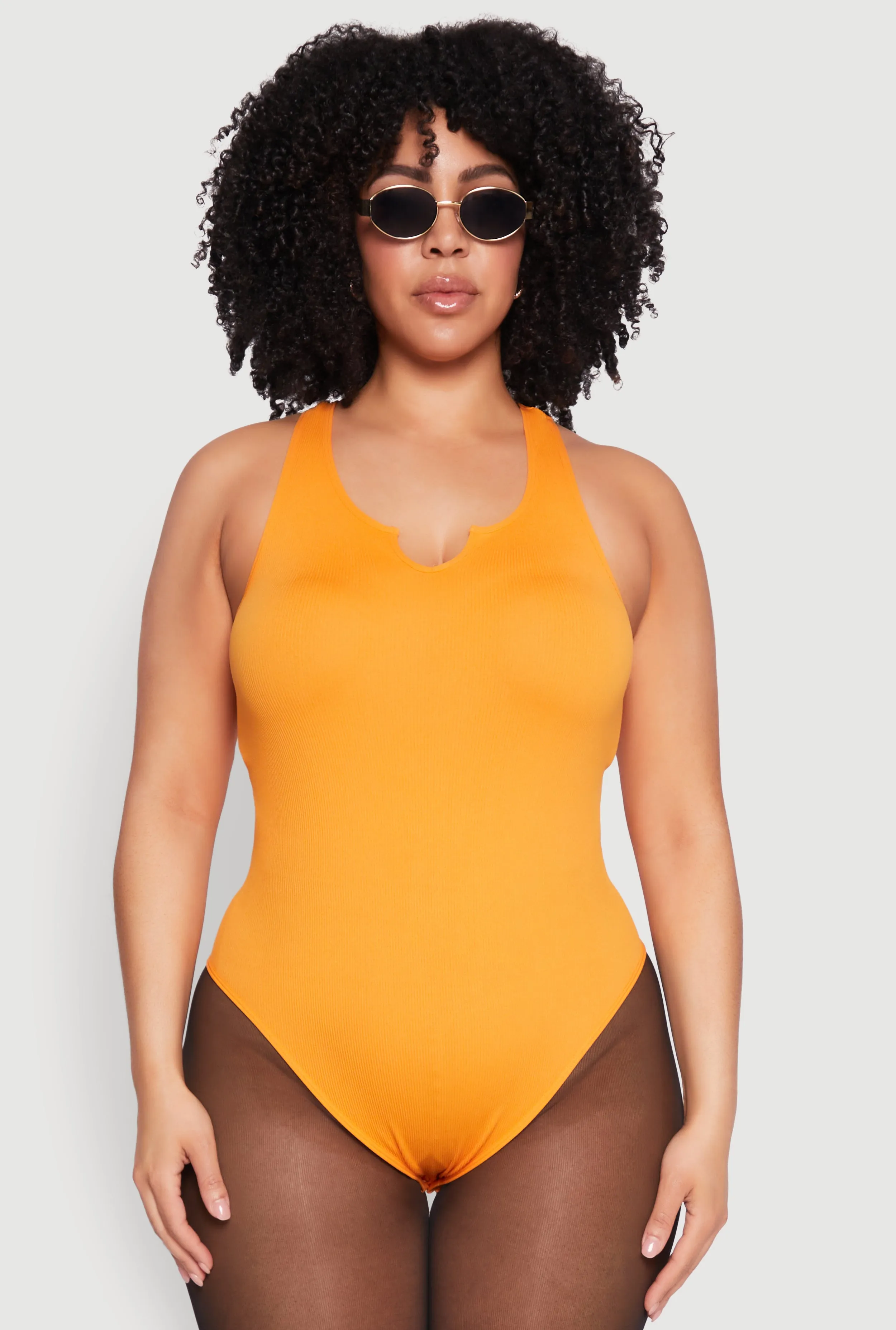 Plus Size Ribbed Notch Neck Tank Bodysuit sold by Rainbow product image thumbnail 2