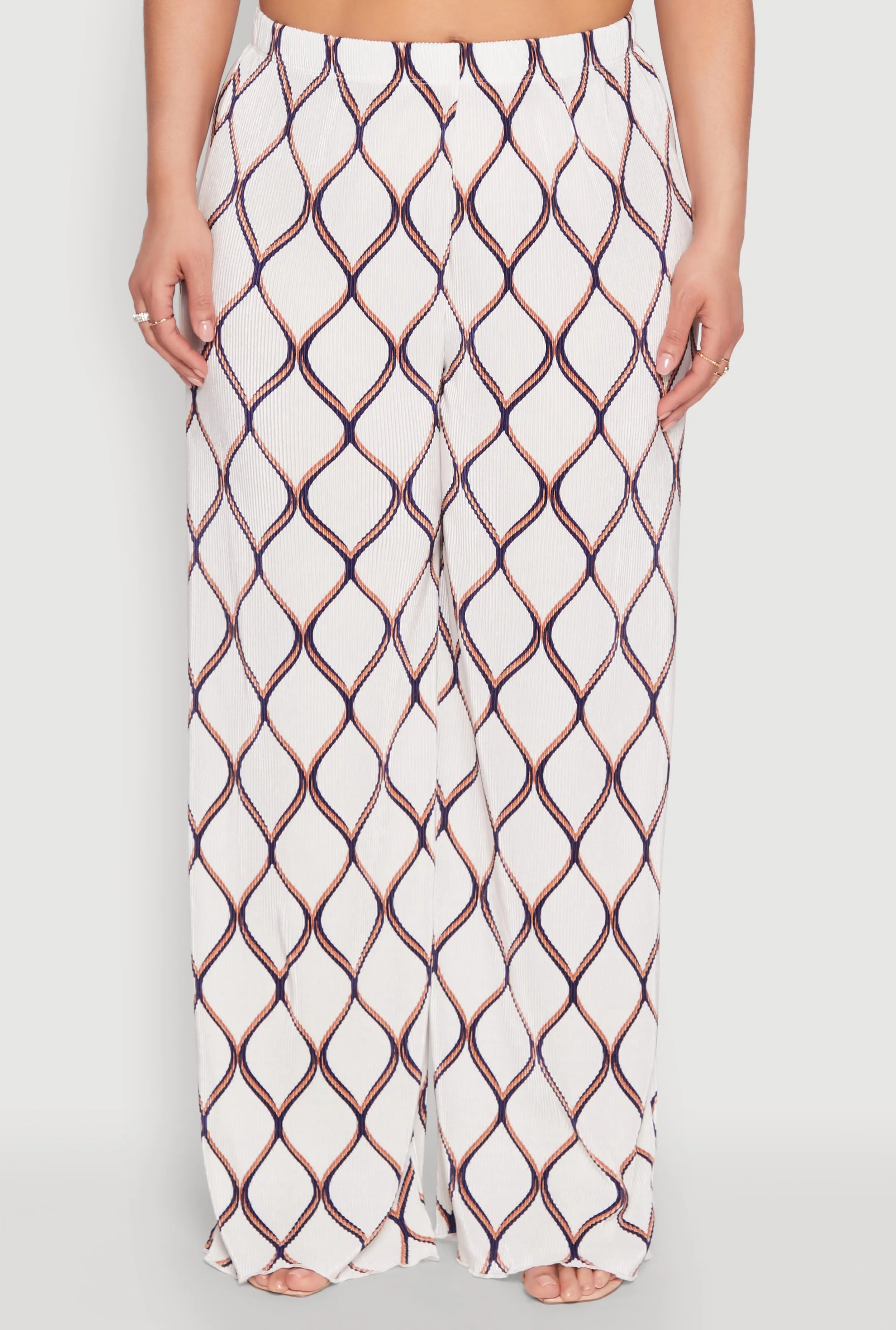 Plus Size Almost Famous Printed Plisse Wide Leg Pants sold by Rainbow product image thumbnail 3