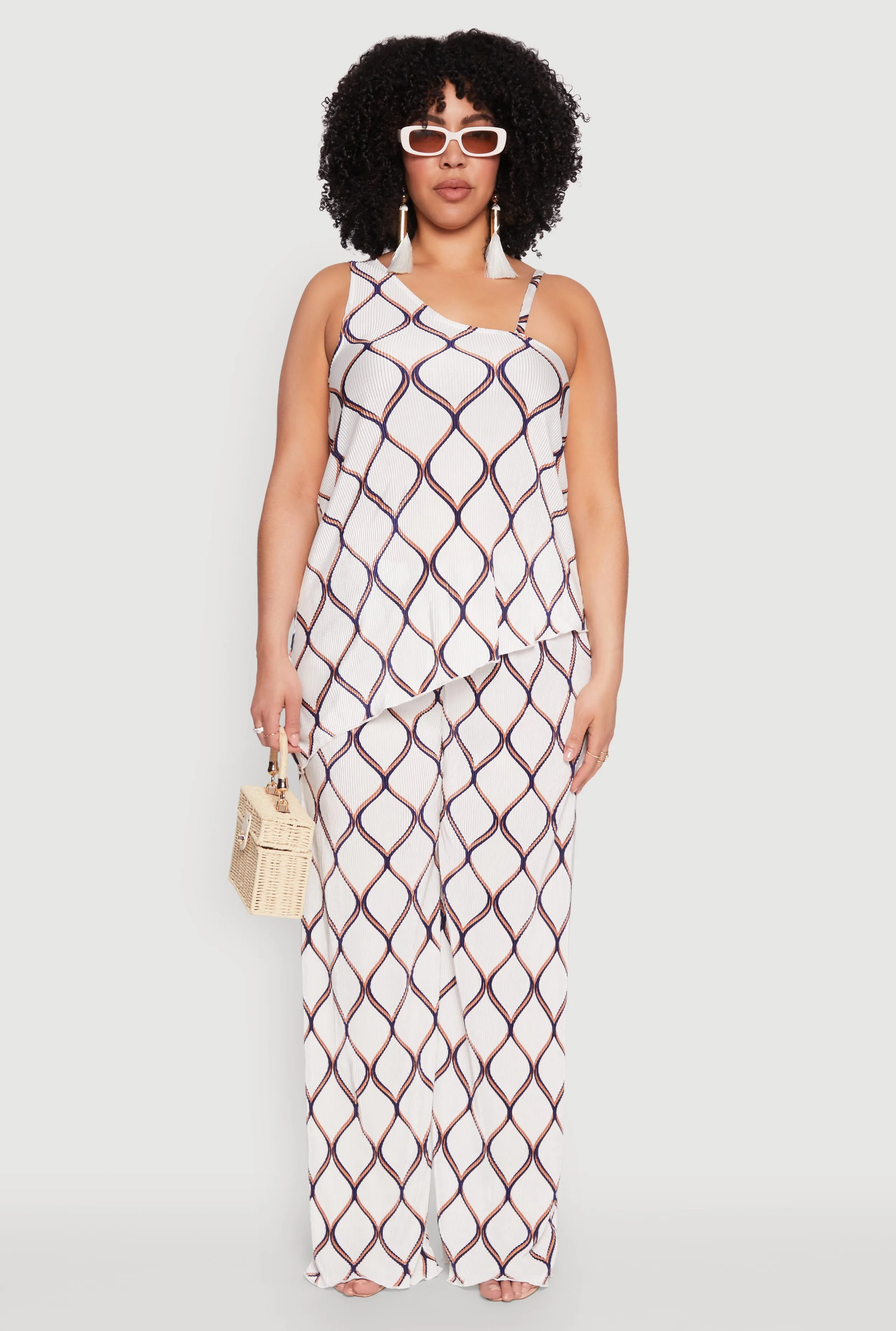 Plus Size Almost Famous Printed Plisse Wide Leg Pants sold by Rainbow product image thumbnail 2