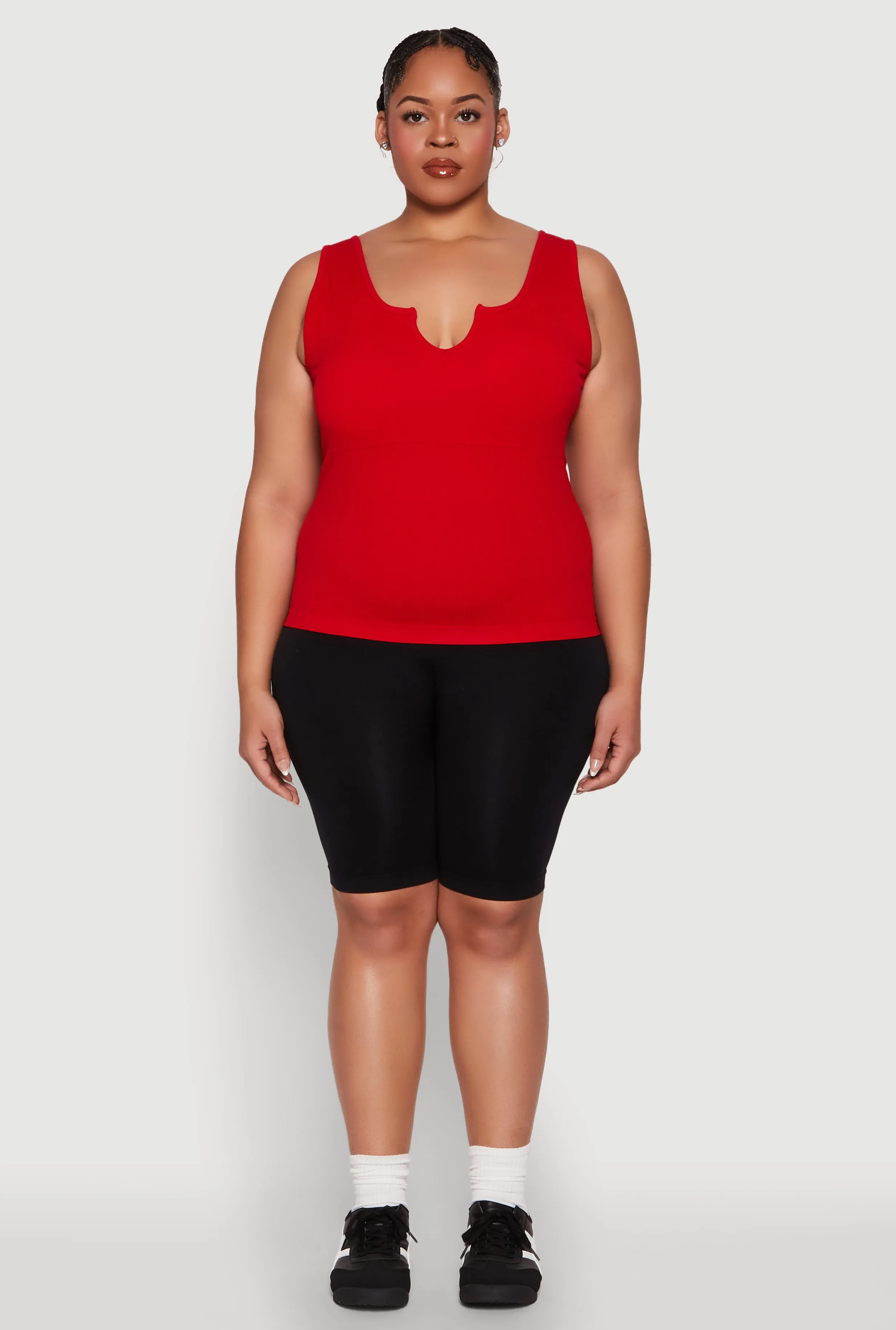 Plus Size Seamless Notch Neck Tank Top sold by Rainbow