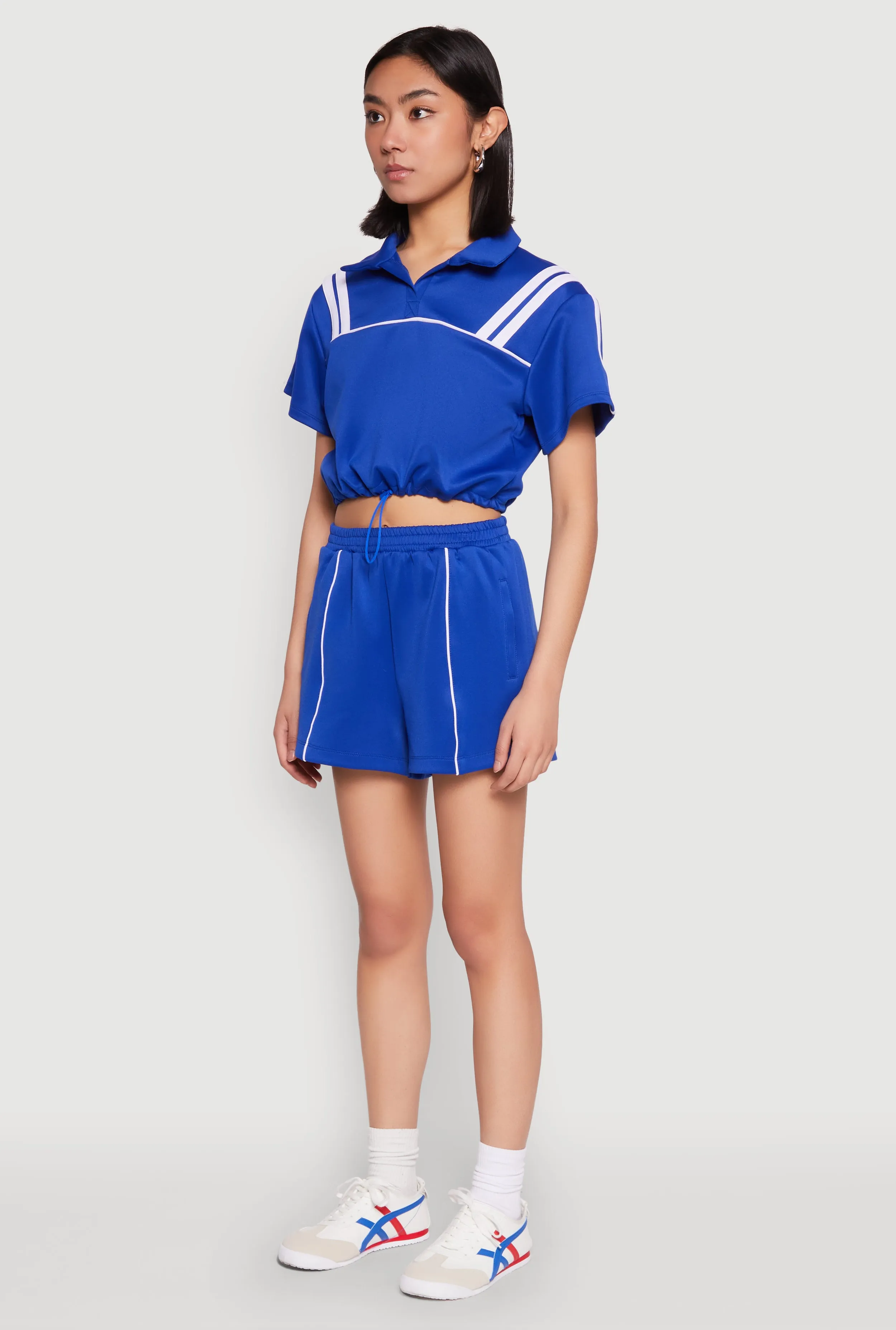 Contrast Piping Varsity Stripe Detail Crop Top sold by Rainbow product image thumbnail 5