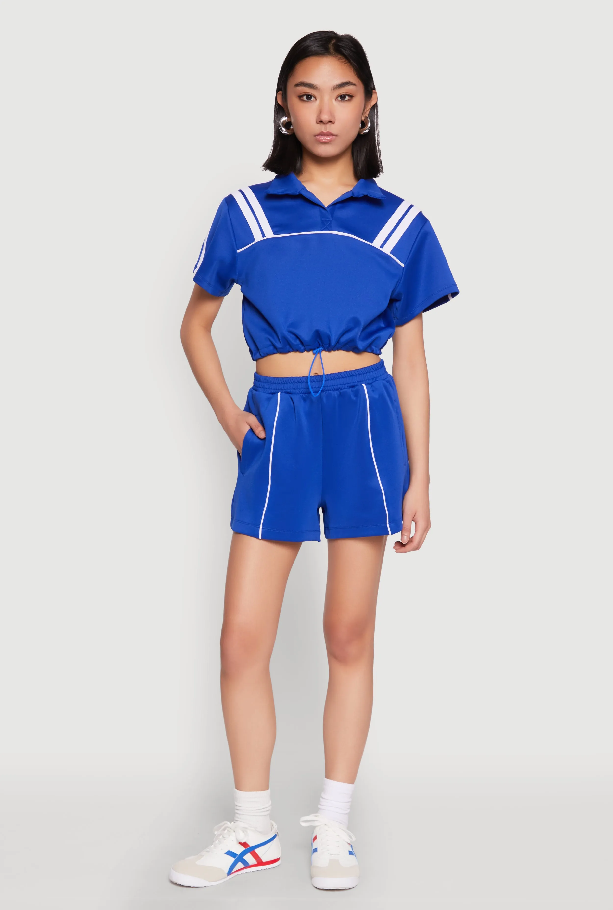 Contrast Piping Varsity Stripe Detail Crop Top sold by Rainbow product image thumbnail 3