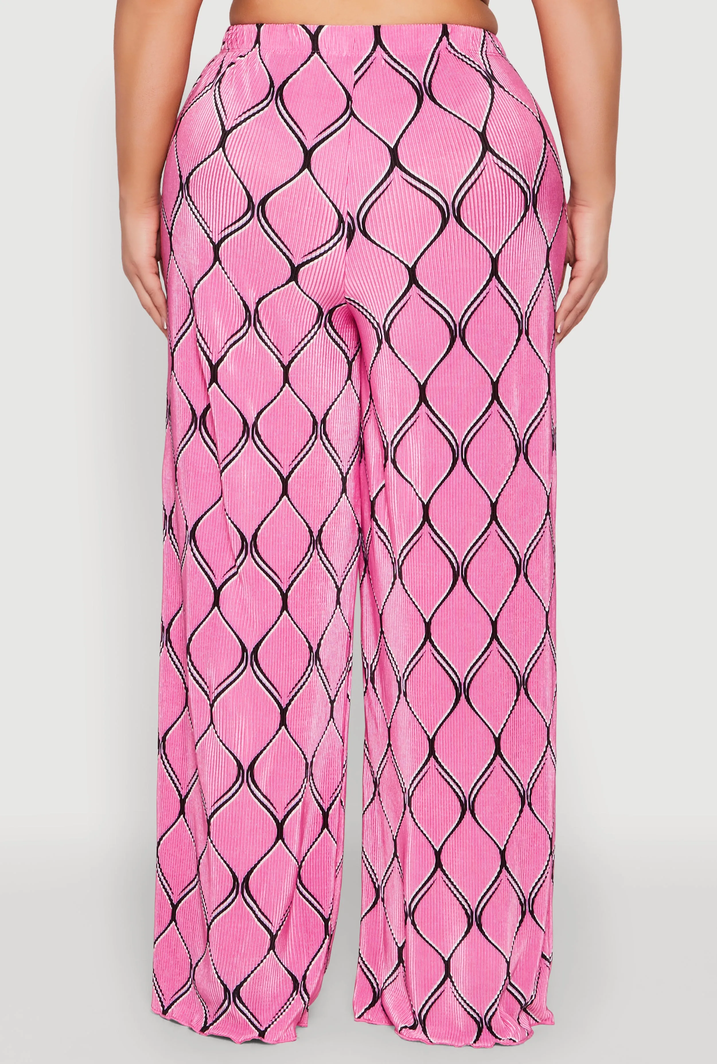 Plus Size Almost Famous Printed Plisse Wide Leg Pants sold by Rainbow product image thumbnail 5