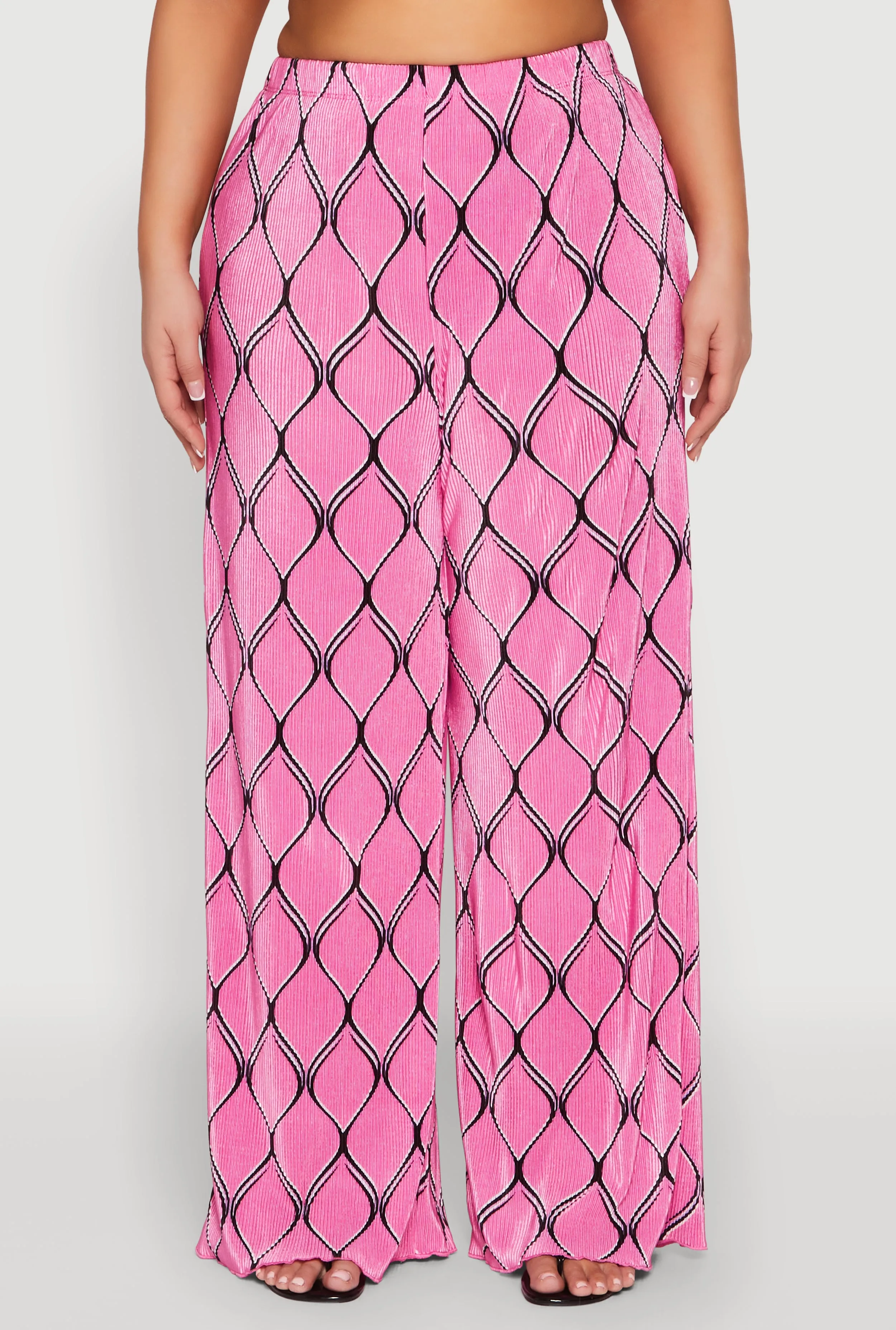 Plus Size Almost Famous Printed Plisse Wide Leg Pants sold by Rainbow product image thumbnail 3
