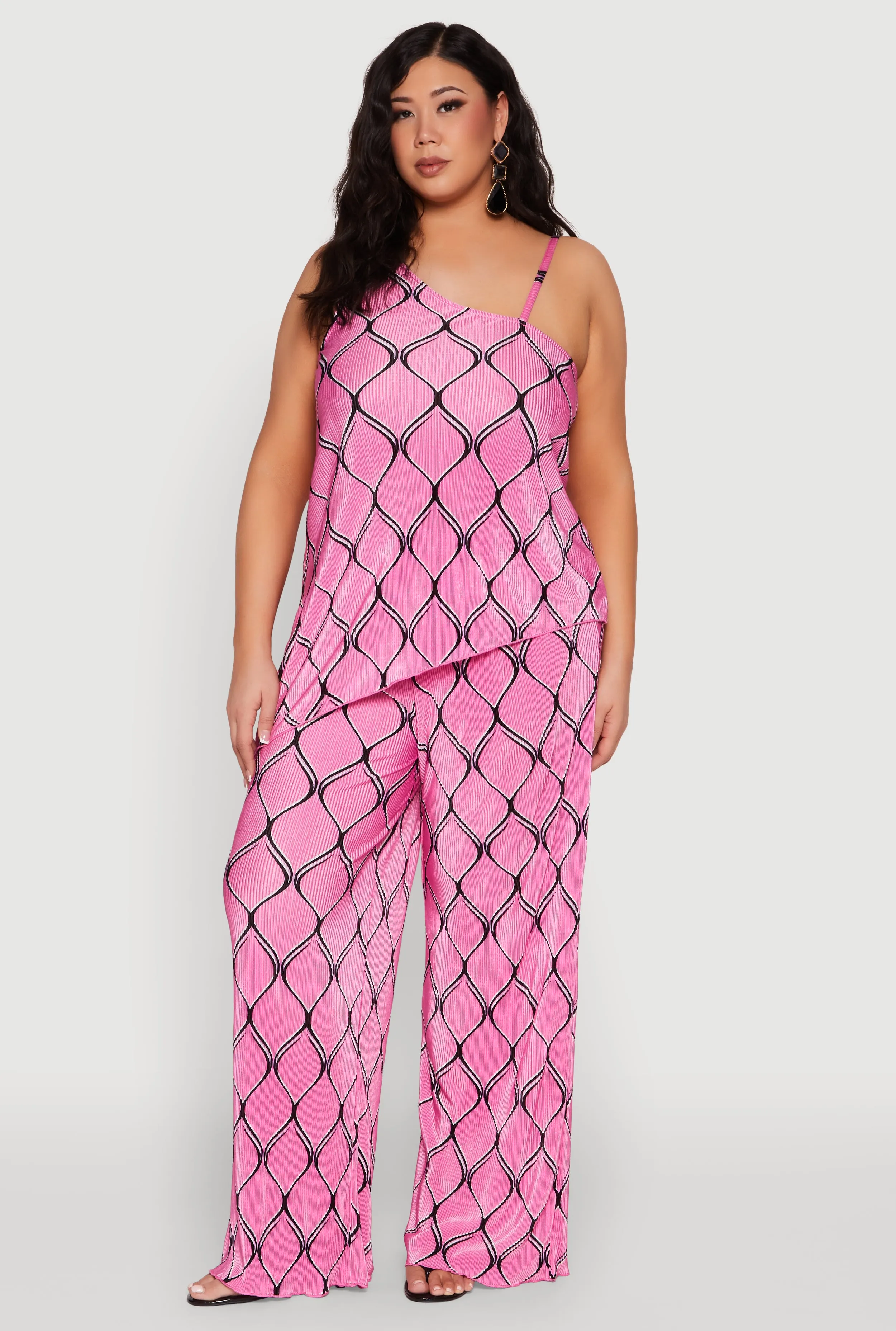 Plus Size Almost Famous Printed Plisse Wide Leg Pants sold by Rainbow product image thumbnail 2