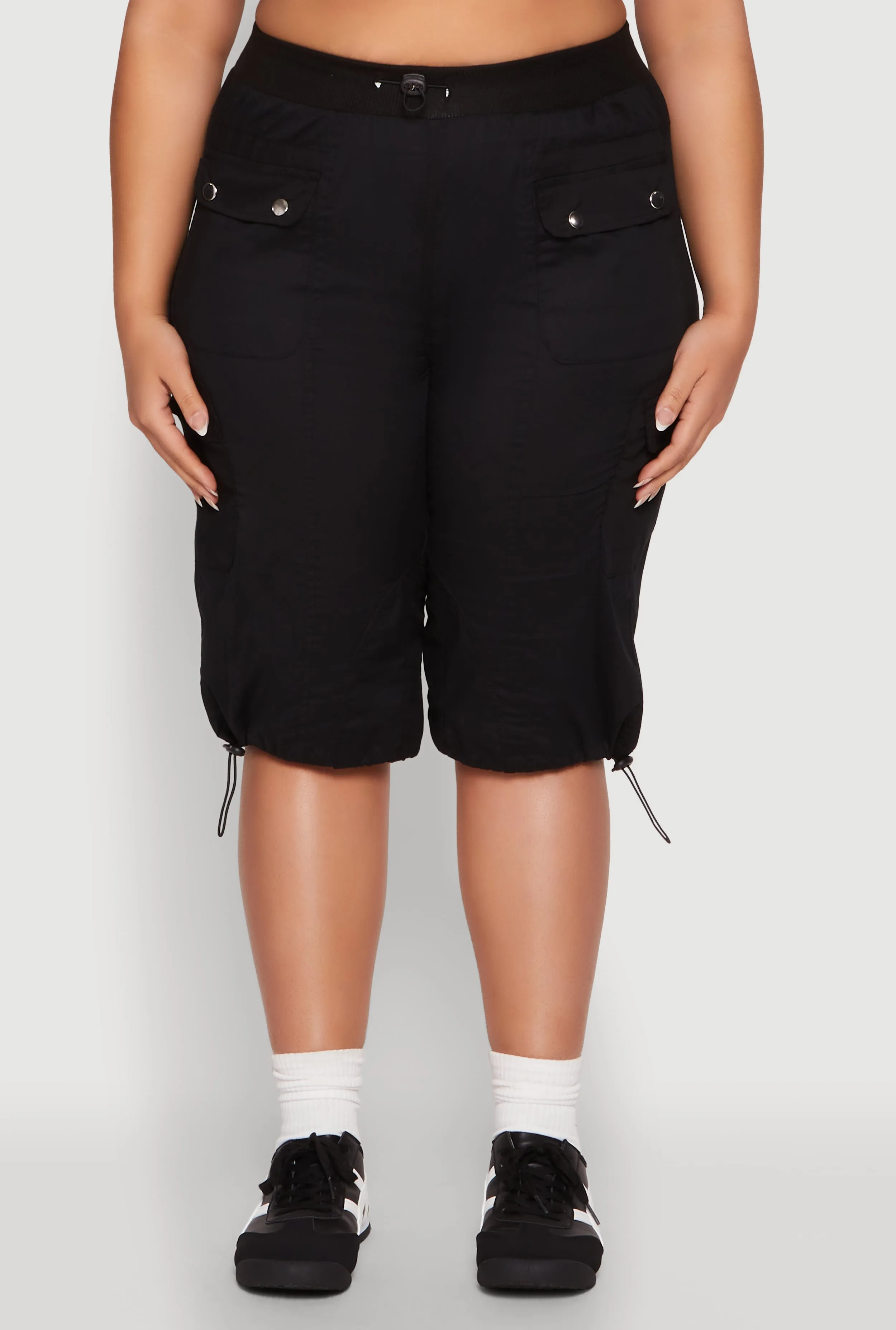 Plus Size Poplin Toggle Drawstring Cargo Capri Pants sold by Rainbow product image thumbnail 5