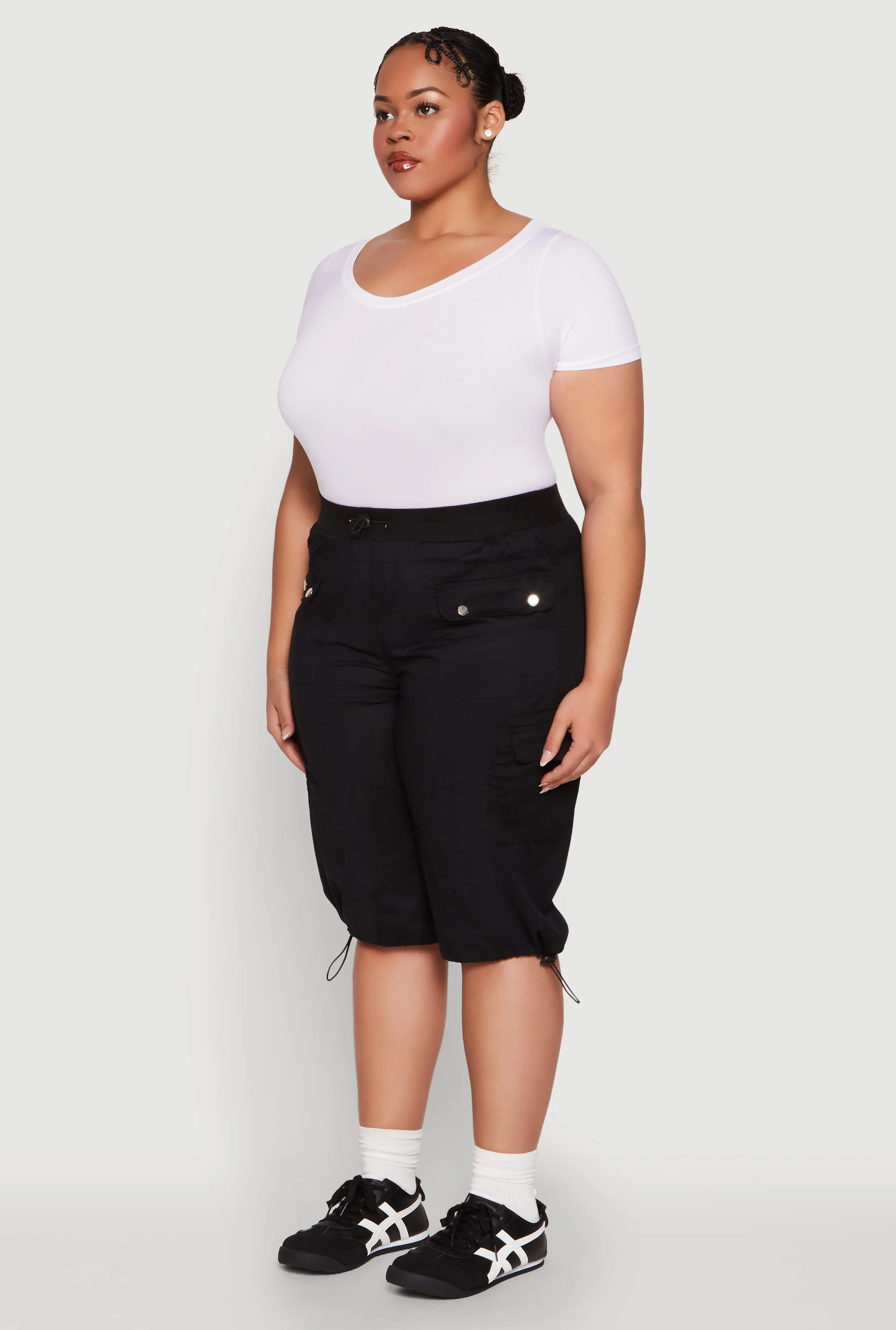 Plus Size Poplin Toggle Drawstring Cargo Capri Pants sold by Rainbow product image thumbnail 3