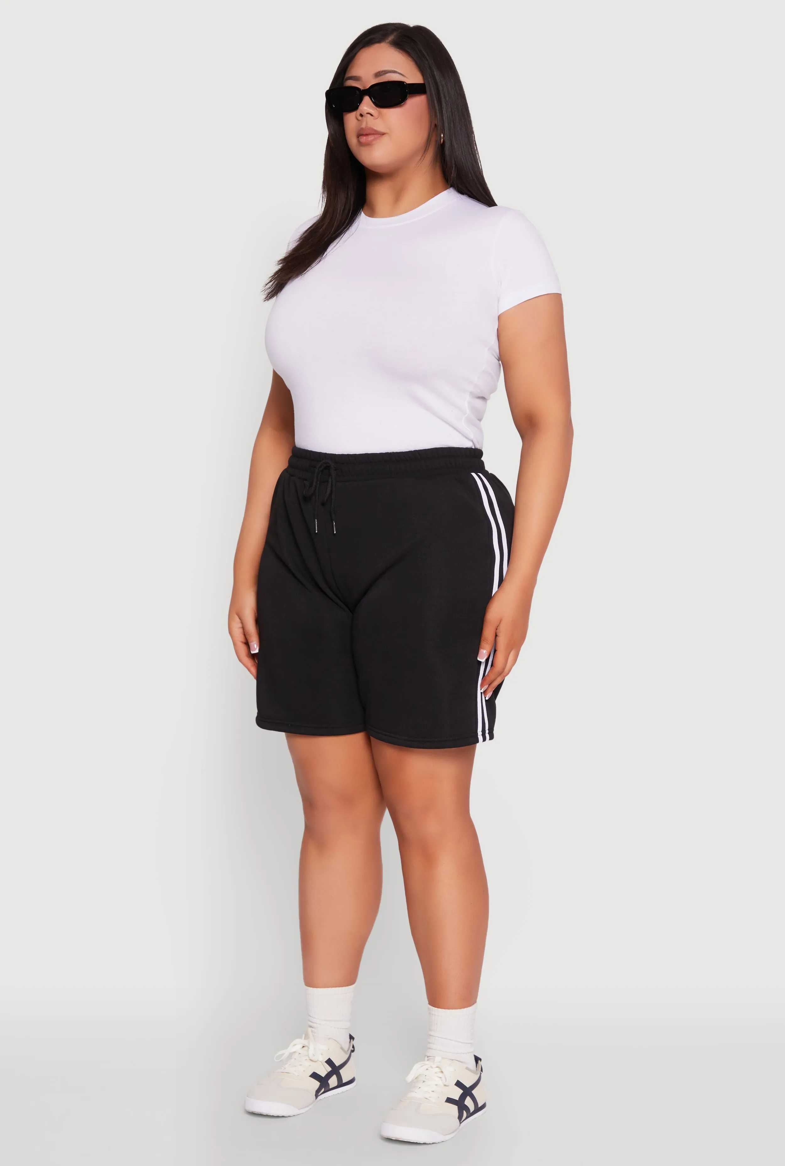 Plus Size Varsity Stripe Side Sweatshorts sold by Rainbow product image thumbnail 3