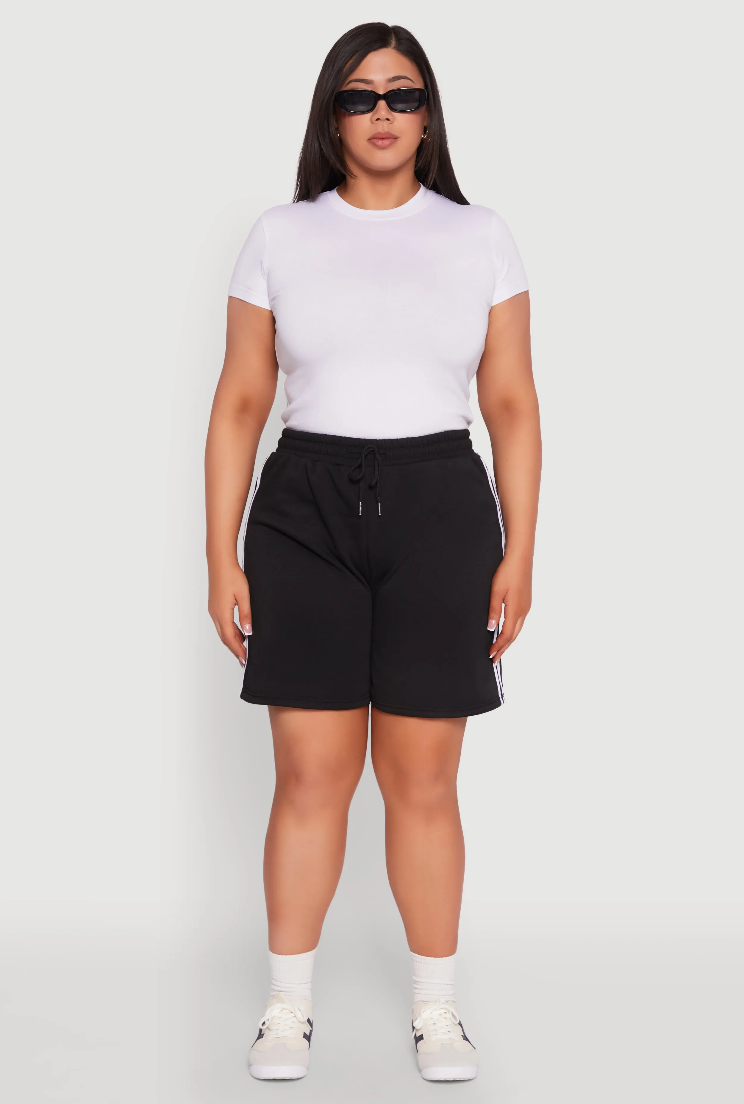 Plus Size Varsity Stripe Side Sweatshorts sold by Rainbow product image thumbnail 2