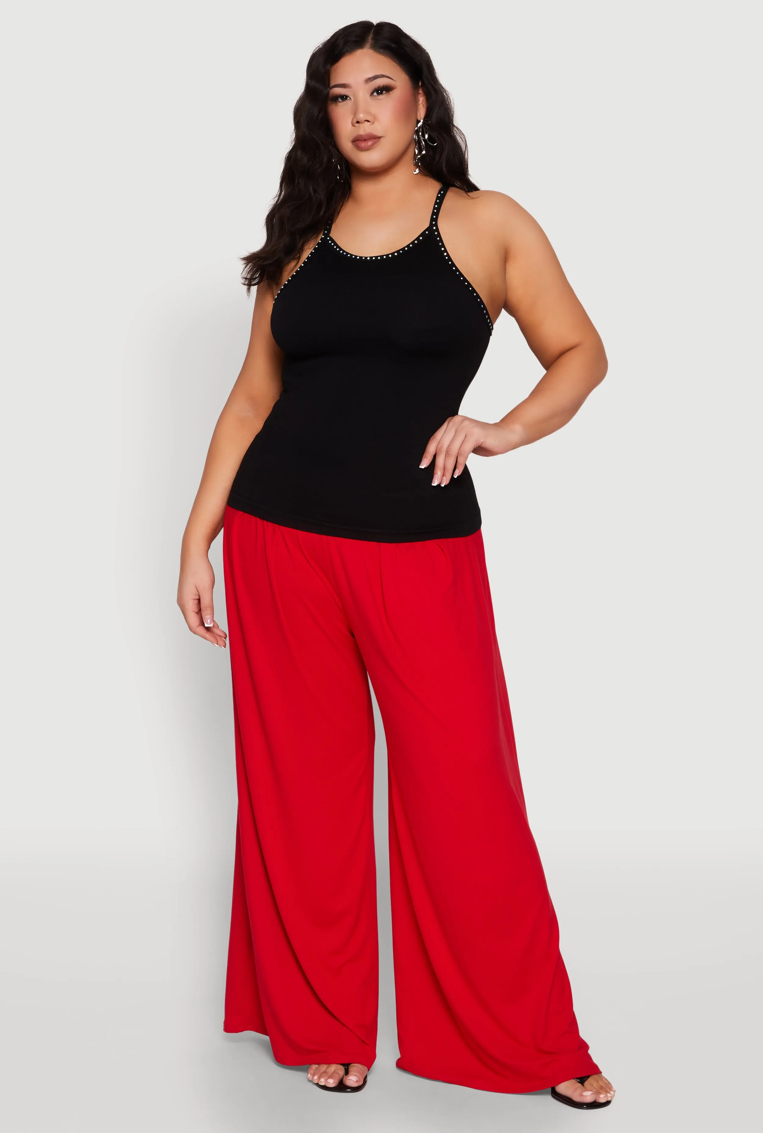 Plus Size Seamless Ribbed Rhinestone Trim Cami sold by Rainbow product image thumbnail 3