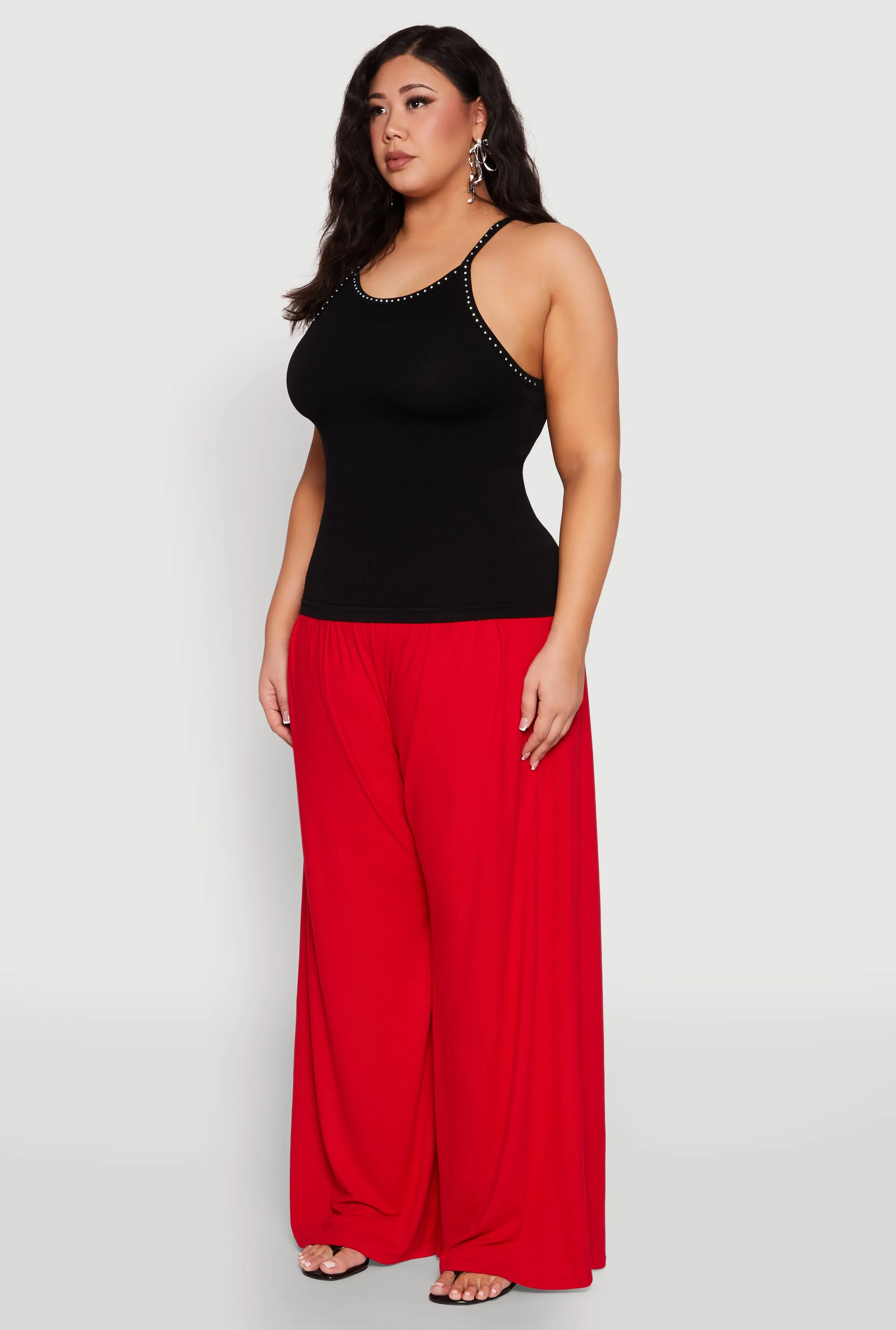 Plus Size Seamless Ribbed Rhinestone Trim Cami sold by Rainbow product image thumbnail 5