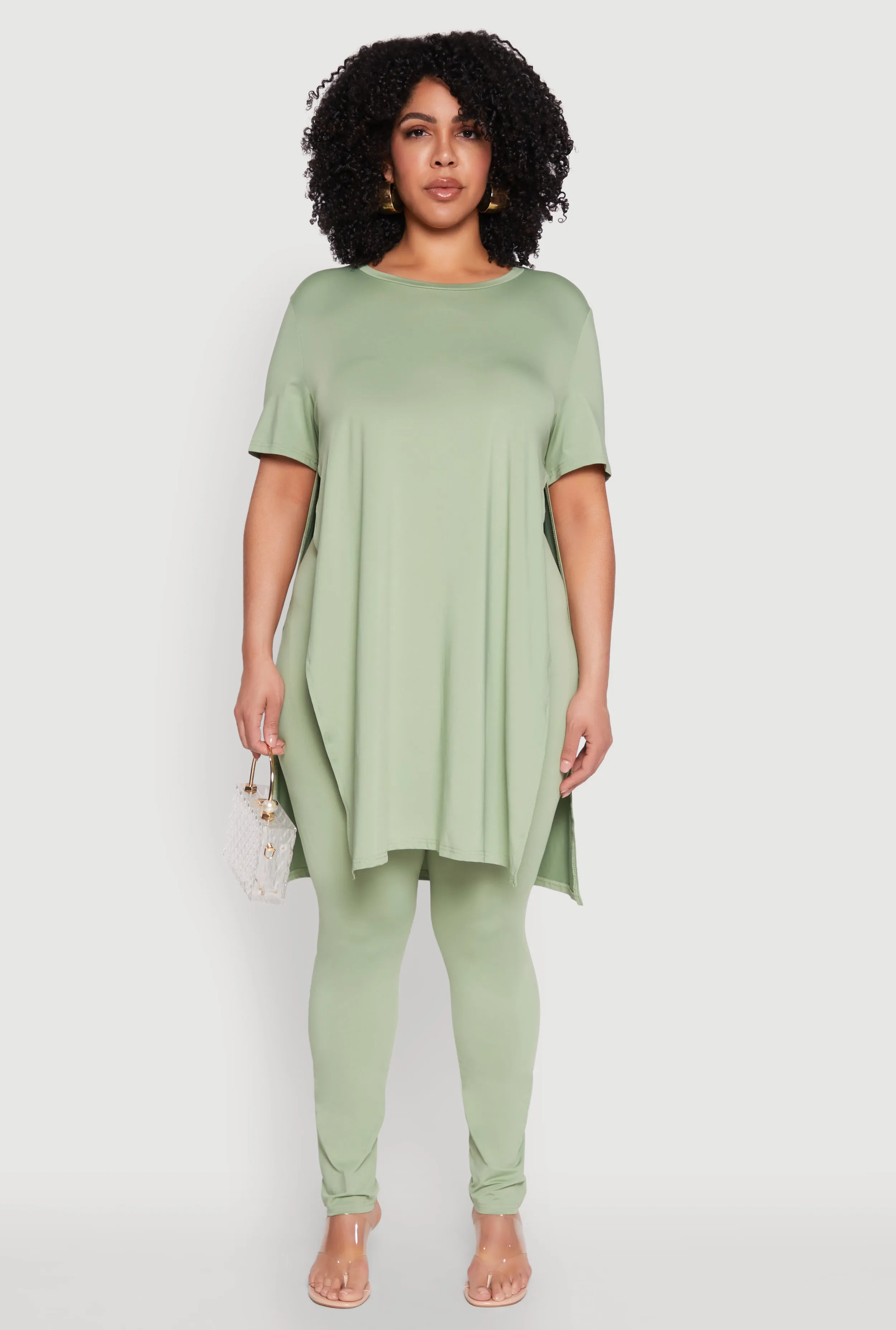 Plus Size Daisy Side Slit Crew Neck Tunic Top sold by Rainbow product image thumbnail 2