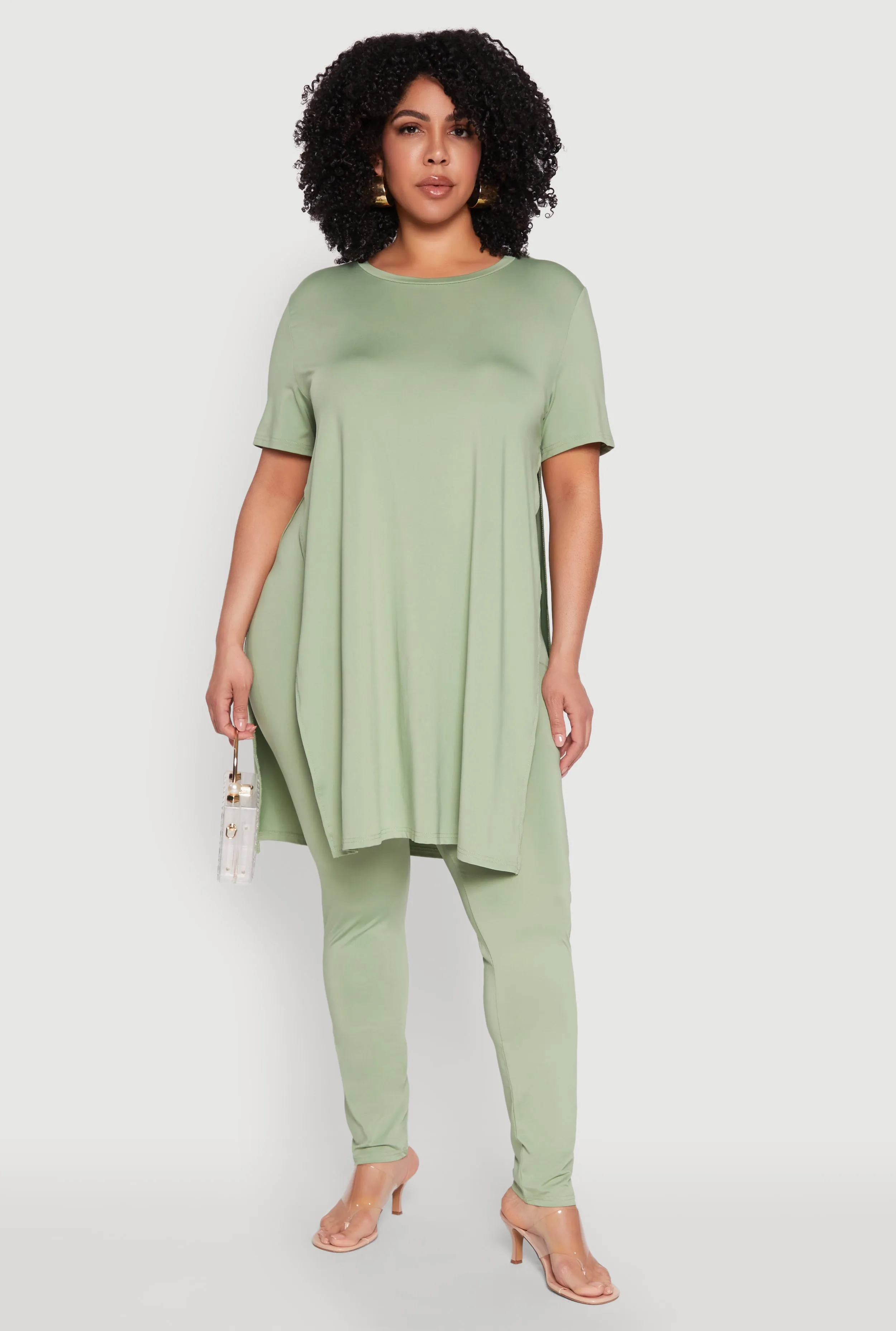 Plus Size Daisy Side Slit Crew Neck Tunic Top sold by Rainbow product image thumbnail 3