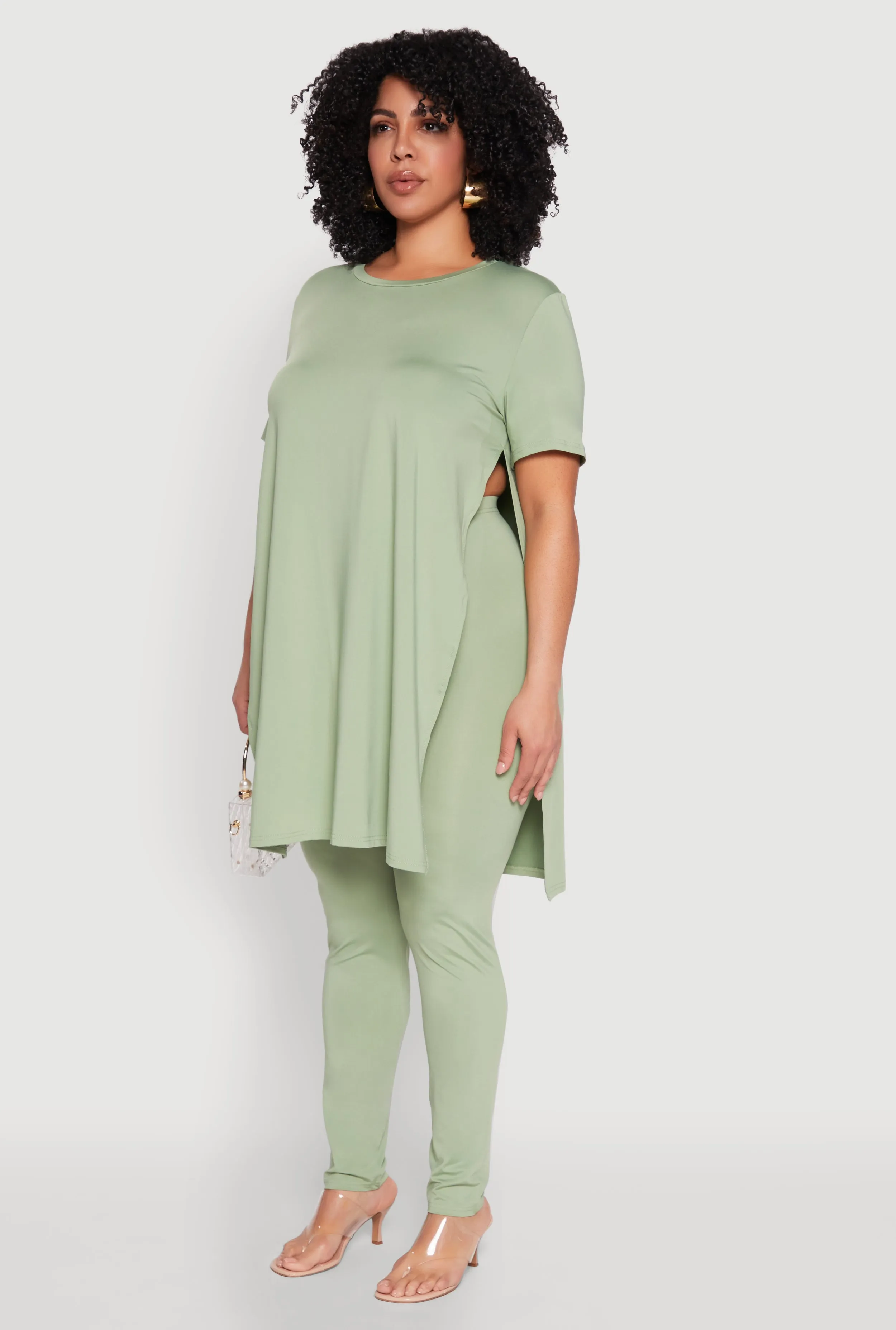 Plus Size Daisy Side Slit Crew Neck Tunic Top sold by Rainbow product image thumbnail 5