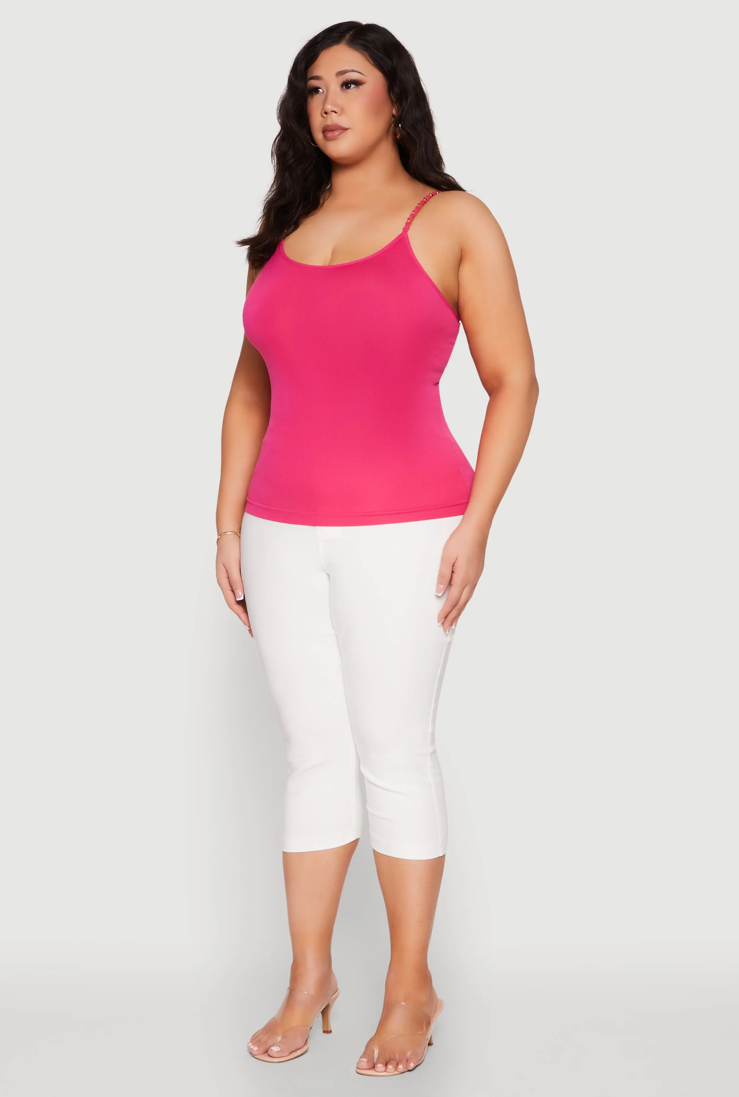 Plus Size Seamless Metallic Chain Strap Cami sold by Rainbow product image thumbnail 5