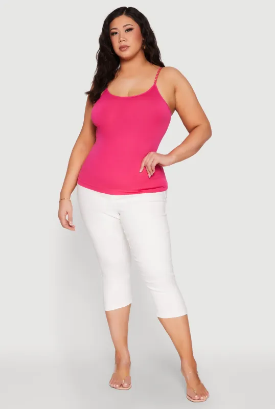 Plus Size Seamless Metallic Chain Strap Cami sold by Rainbow