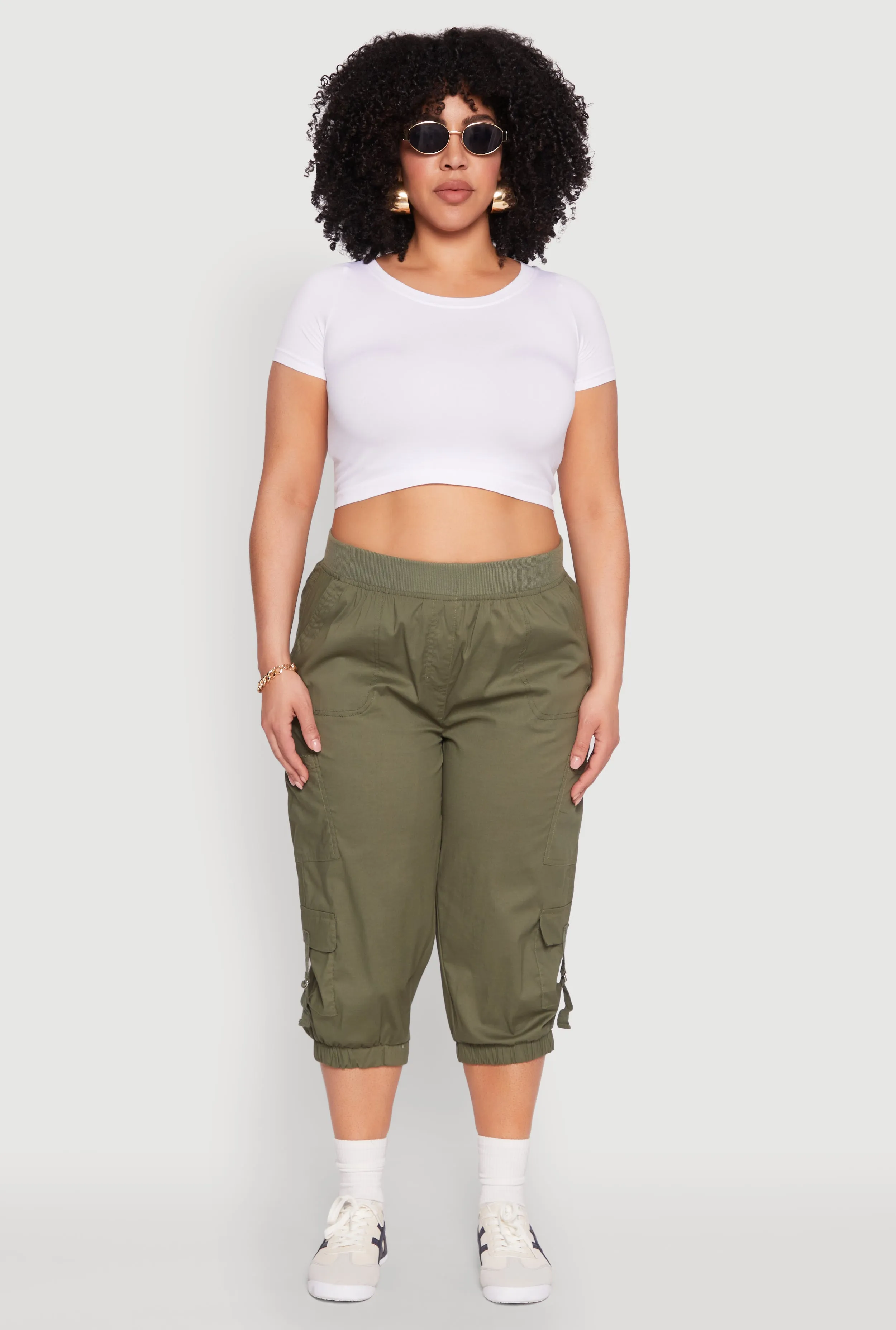 Plus Size Poplin D Ring Cargo Pocket Capri Pants sold by Rainbow product image thumbnail 2