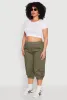Plus Size Poplin D Ring Cargo Pocket Capri Pants sold by Rainbow