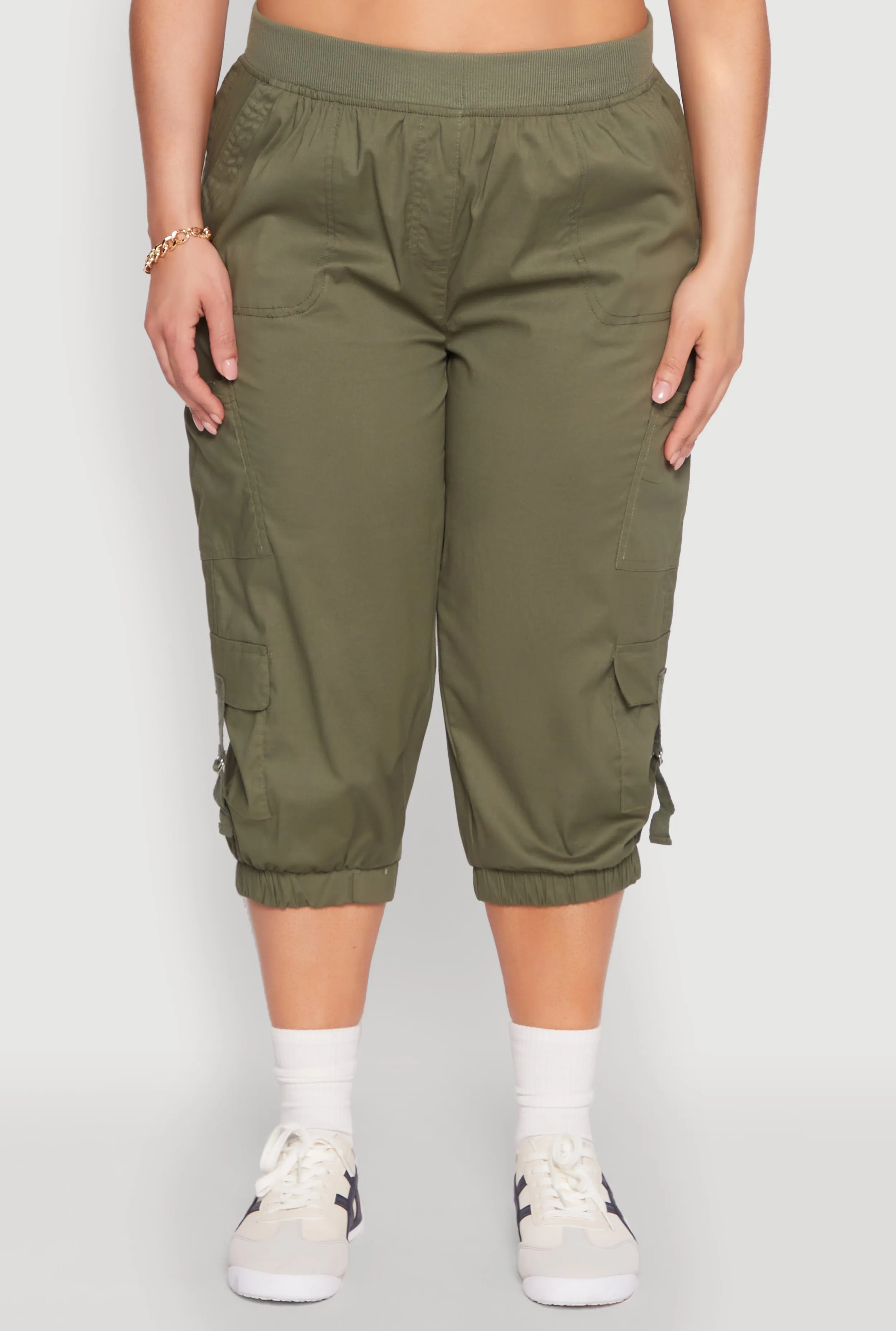 Plus Size Poplin D Ring Cargo Pocket Capri Pants sold by Rainbow product image thumbnail 5
