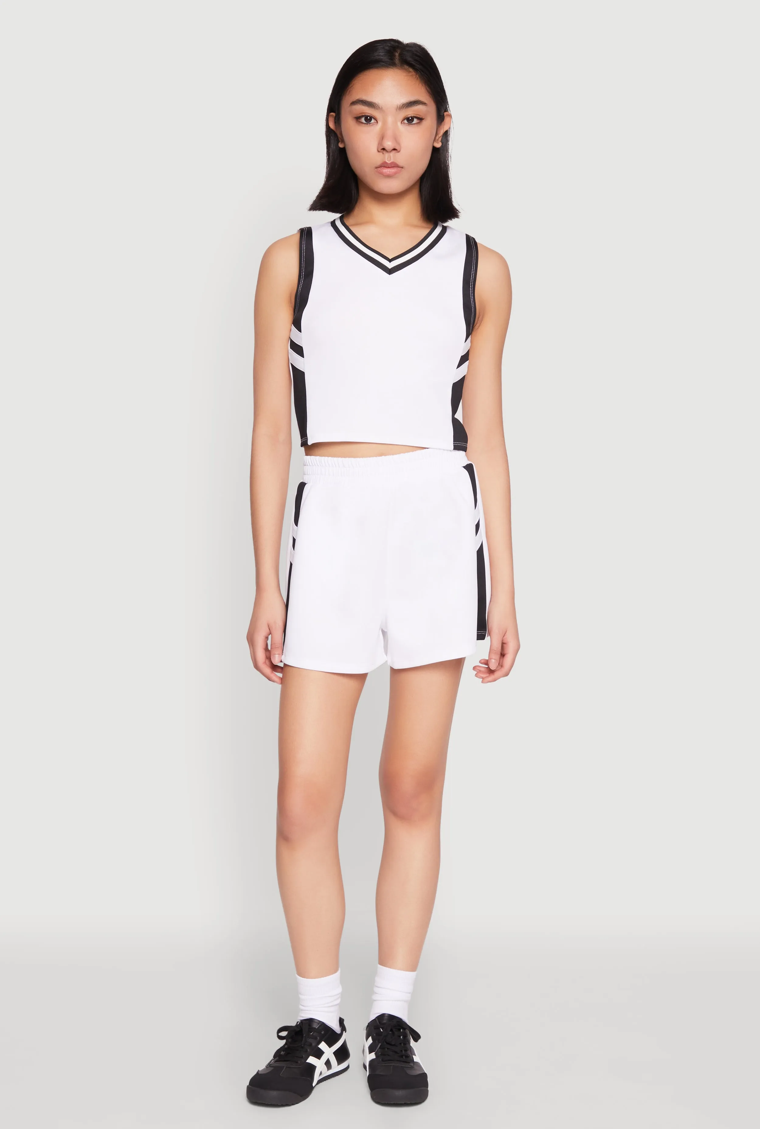 Varsity Stripe Contrast Trim Cropped Tank Top sold by Rainbow product image thumbnail 2