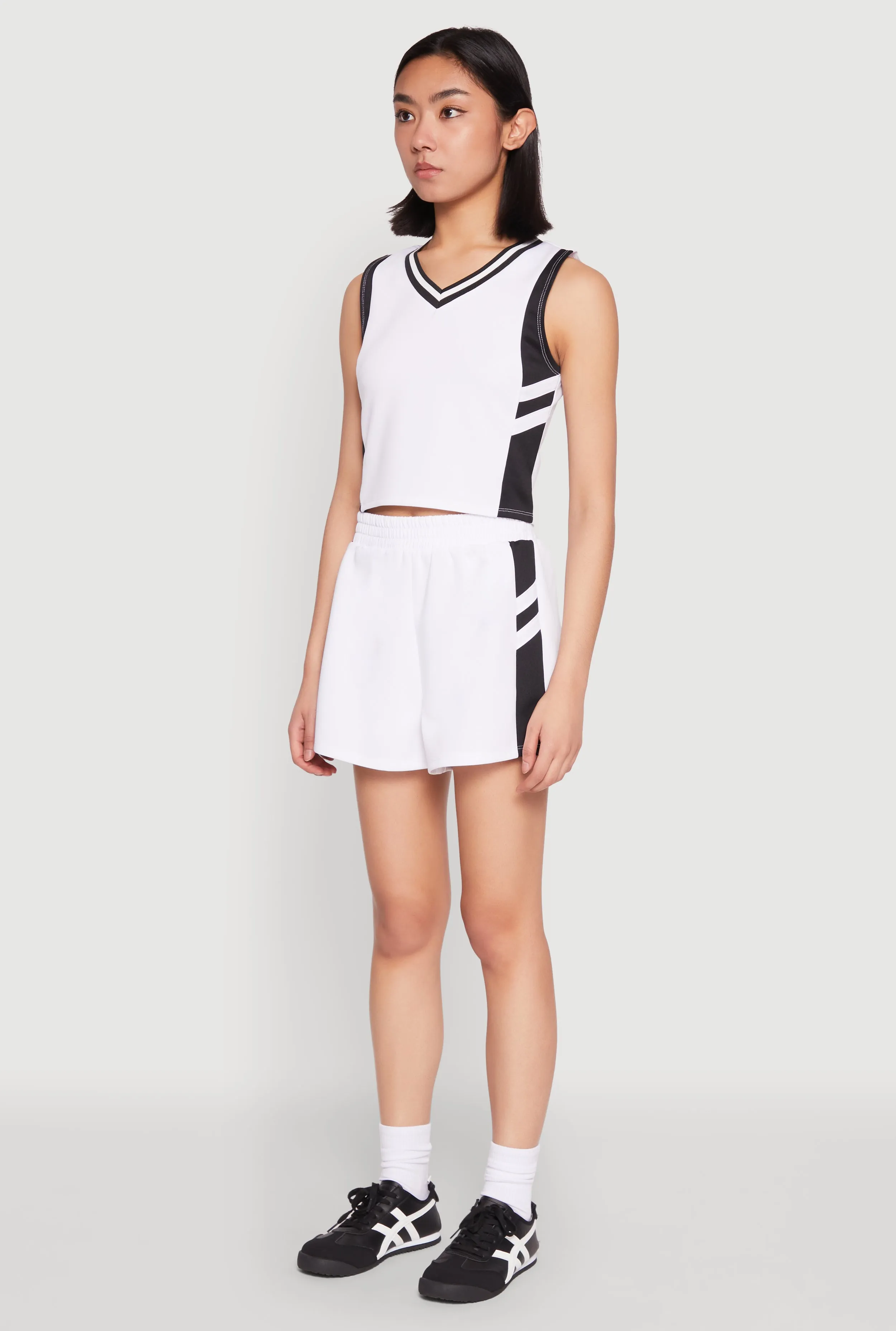 Varsity Stripe Contrast Trim Cropped Tank Top sold by Rainbow product image thumbnail 5