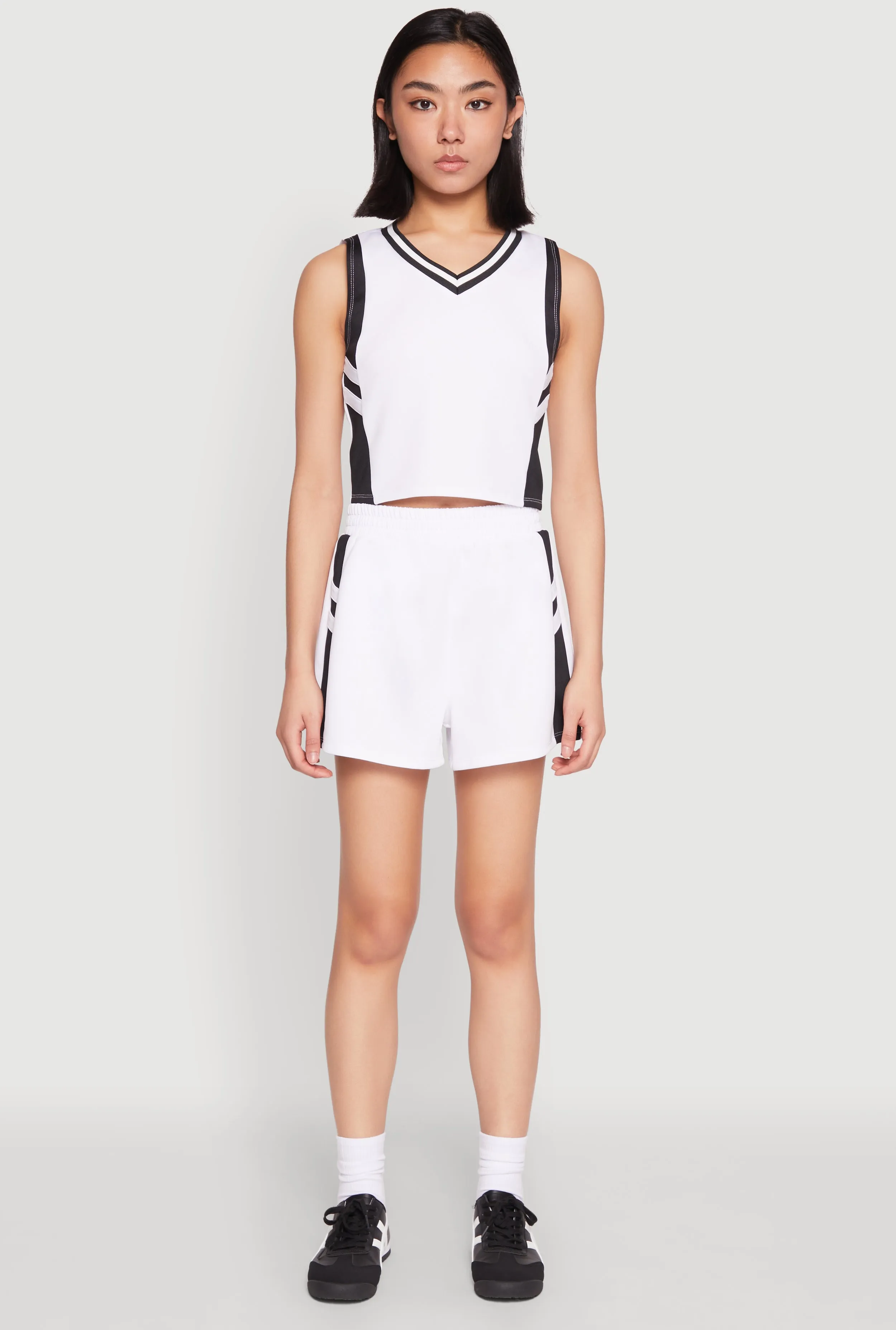 Varsity Stripe Contrast Trim Cropped Tank Top sold by Rainbow product image thumbnail 3