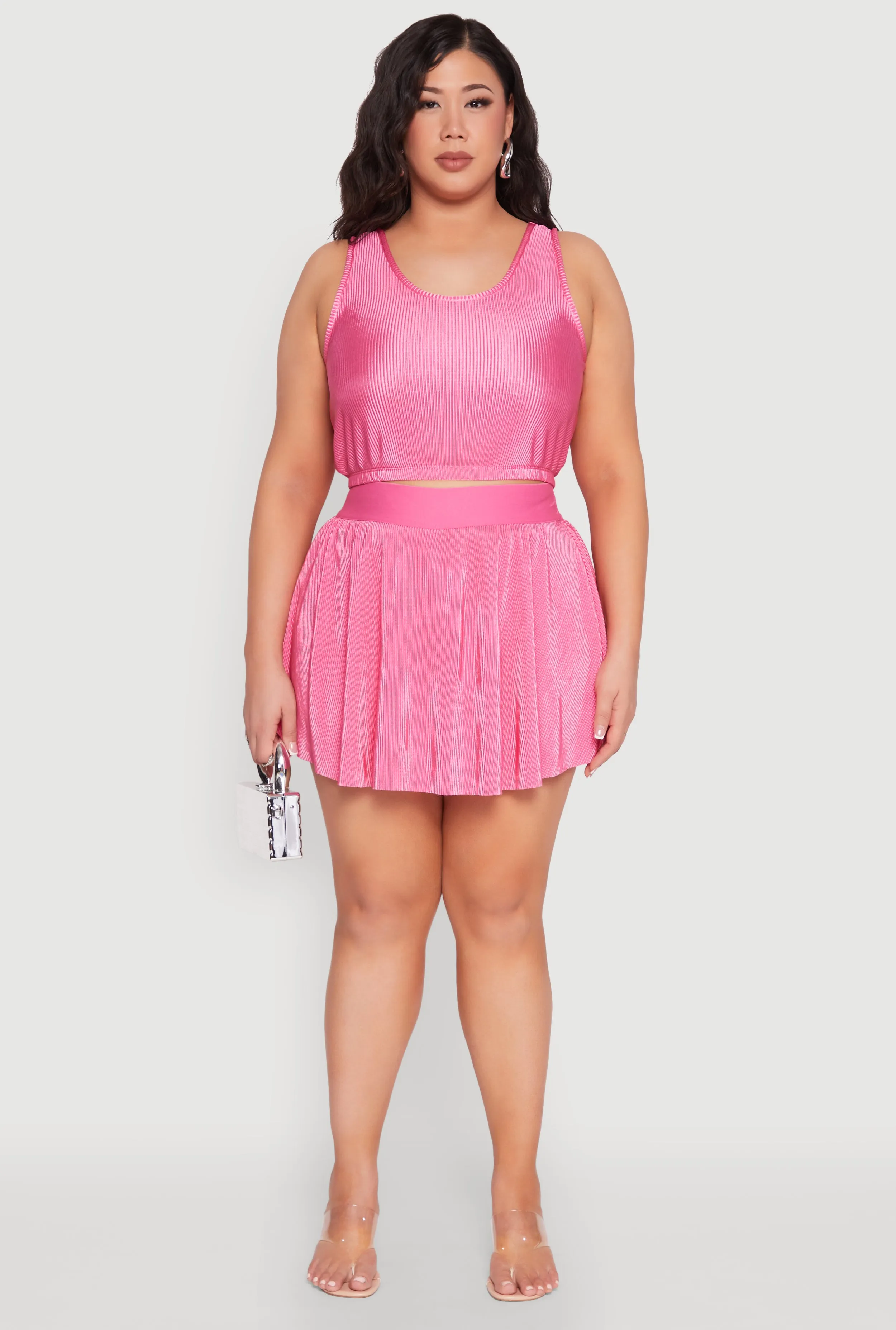 Plus Size Almost Famous Plisse Cropped Tank Top sold by Rainbow product image thumbnail 3