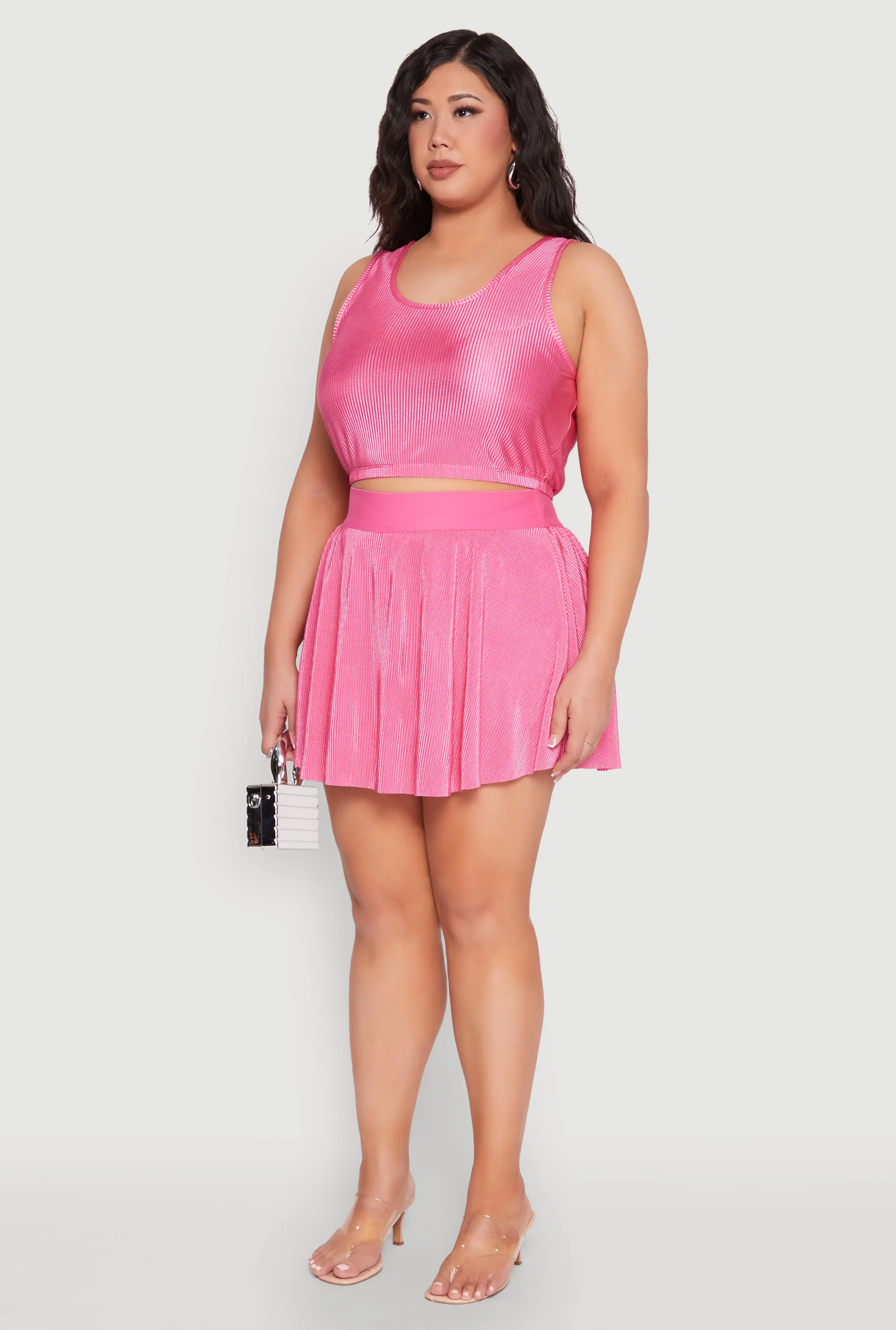 Plus Size Almost Famous Plisse Cropped Tank Top sold by Rainbow product image thumbnail 5