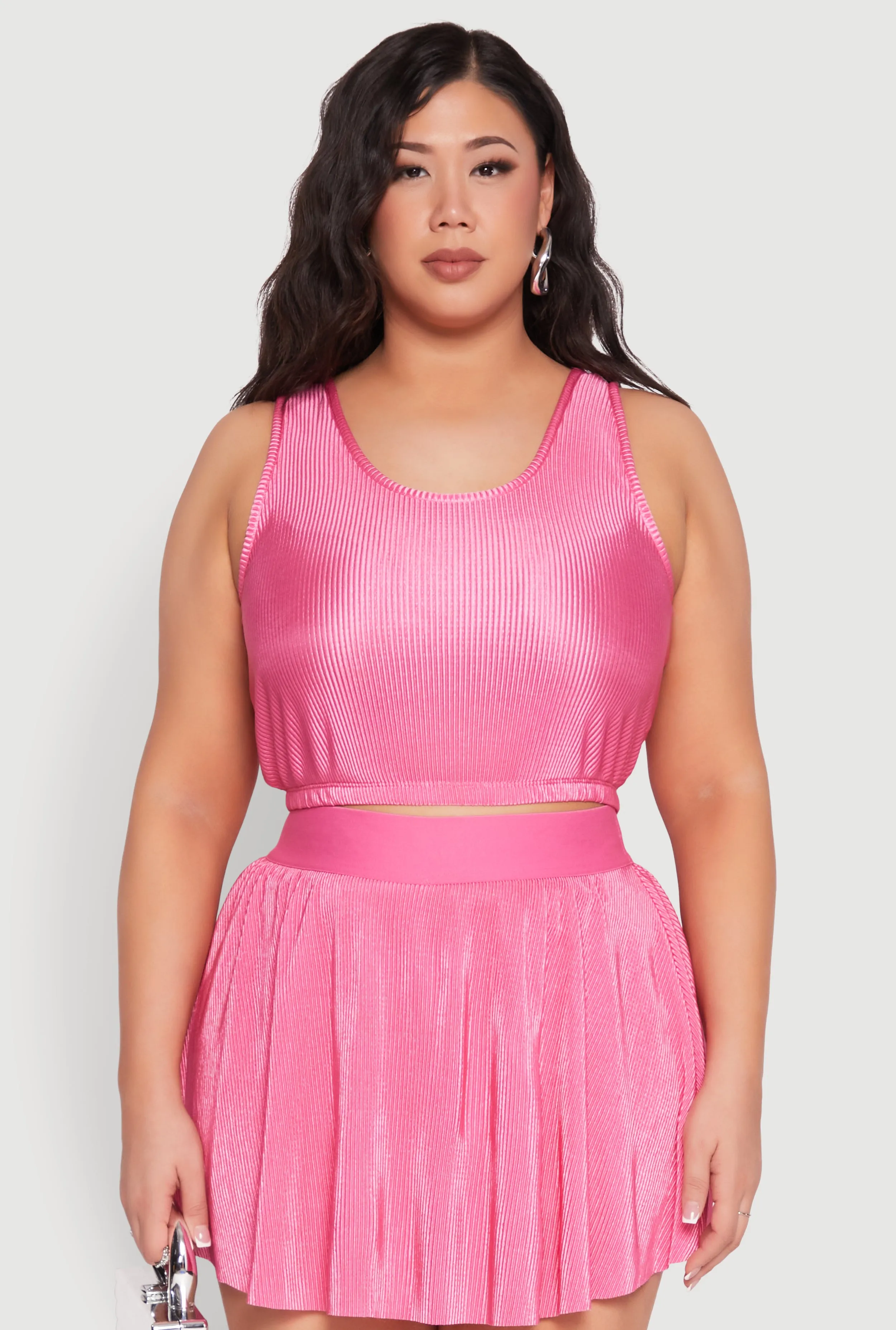 Plus Size Almost Famous Plisse Cropped Tank Top sold by Rainbow