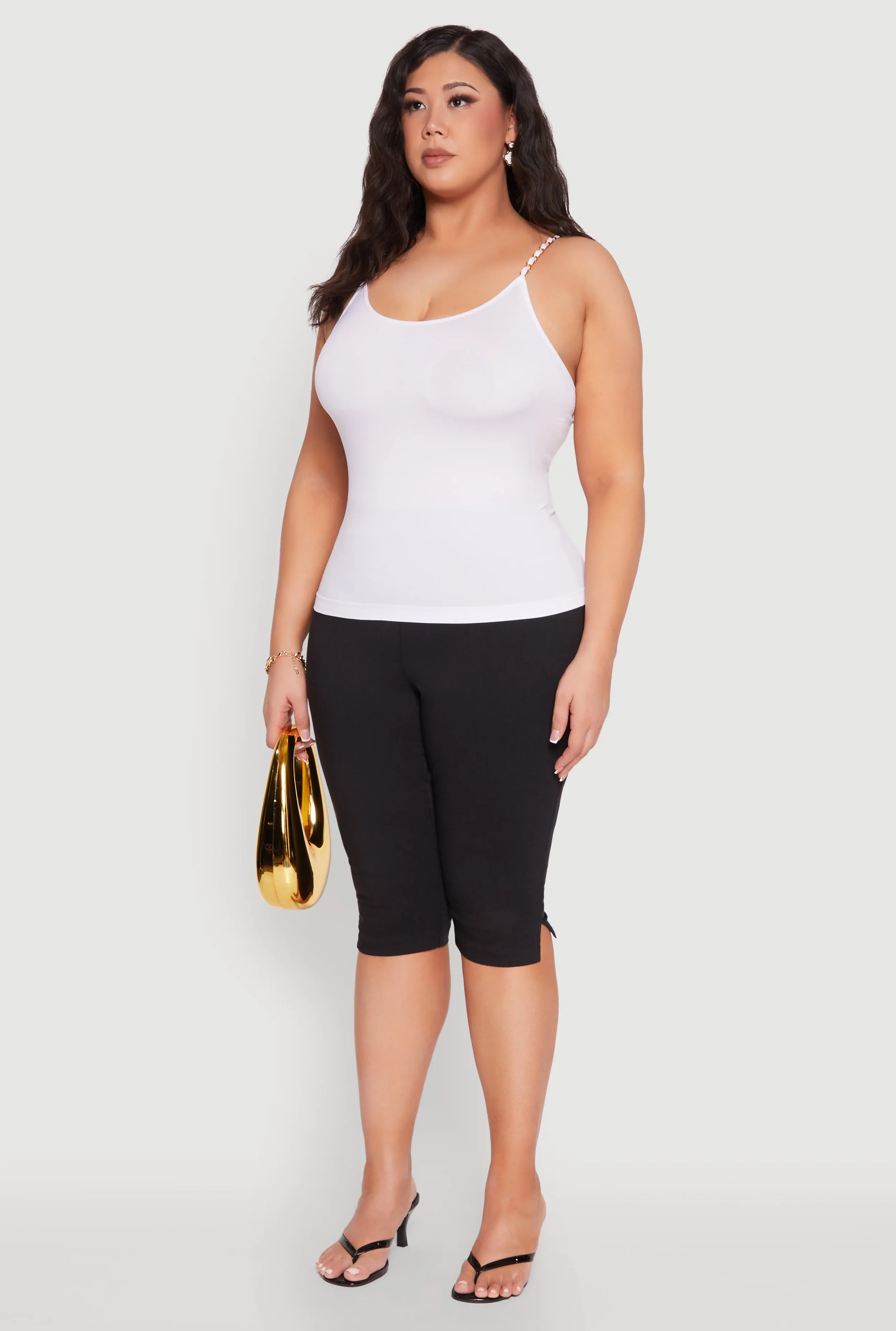 Plus Size Seamless Metallic Chain Strap Cami sold by Rainbow product image thumbnail 5