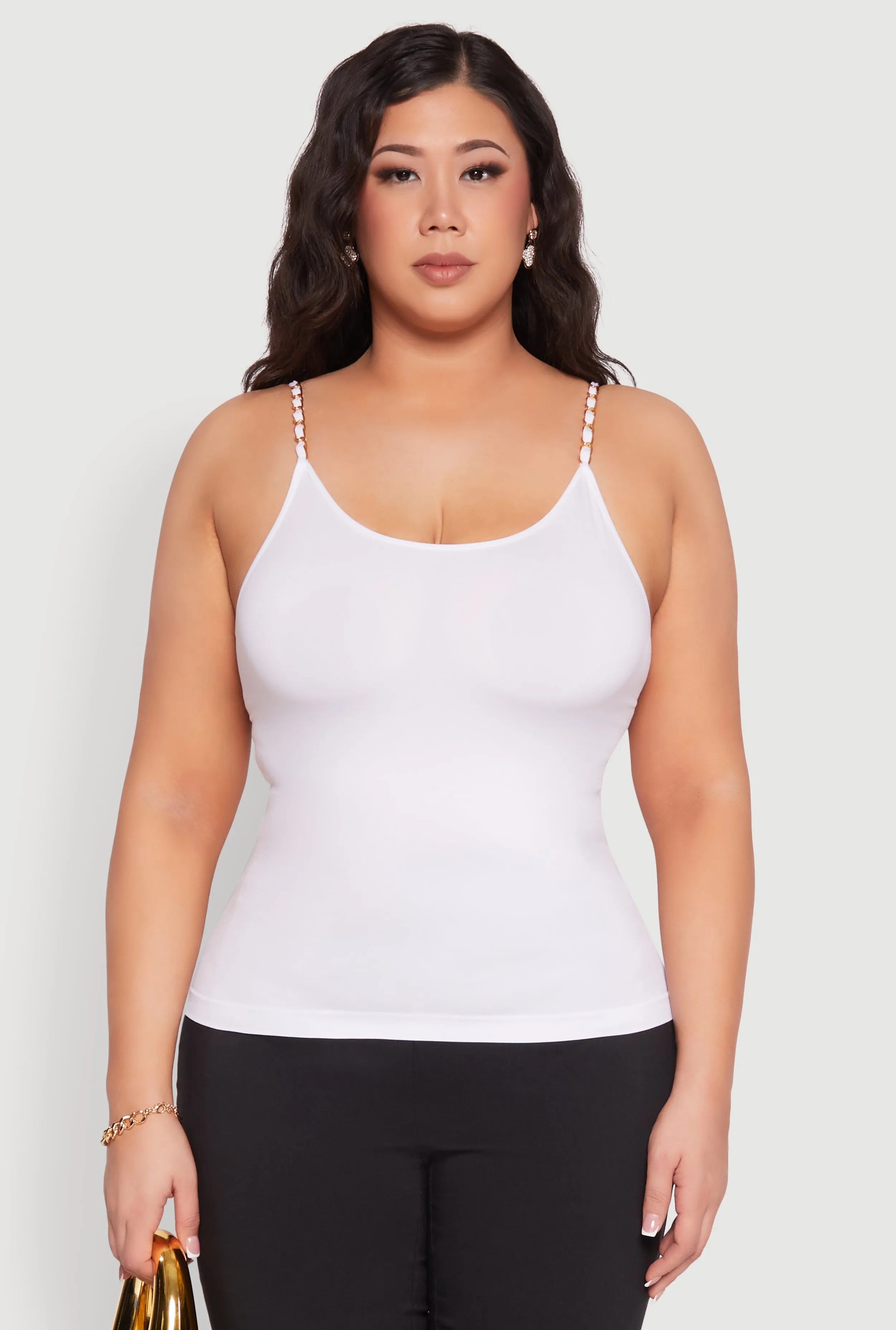 Plus Size Seamless Metallic Chain Strap Cami sold by Rainbow product image thumbnail 2