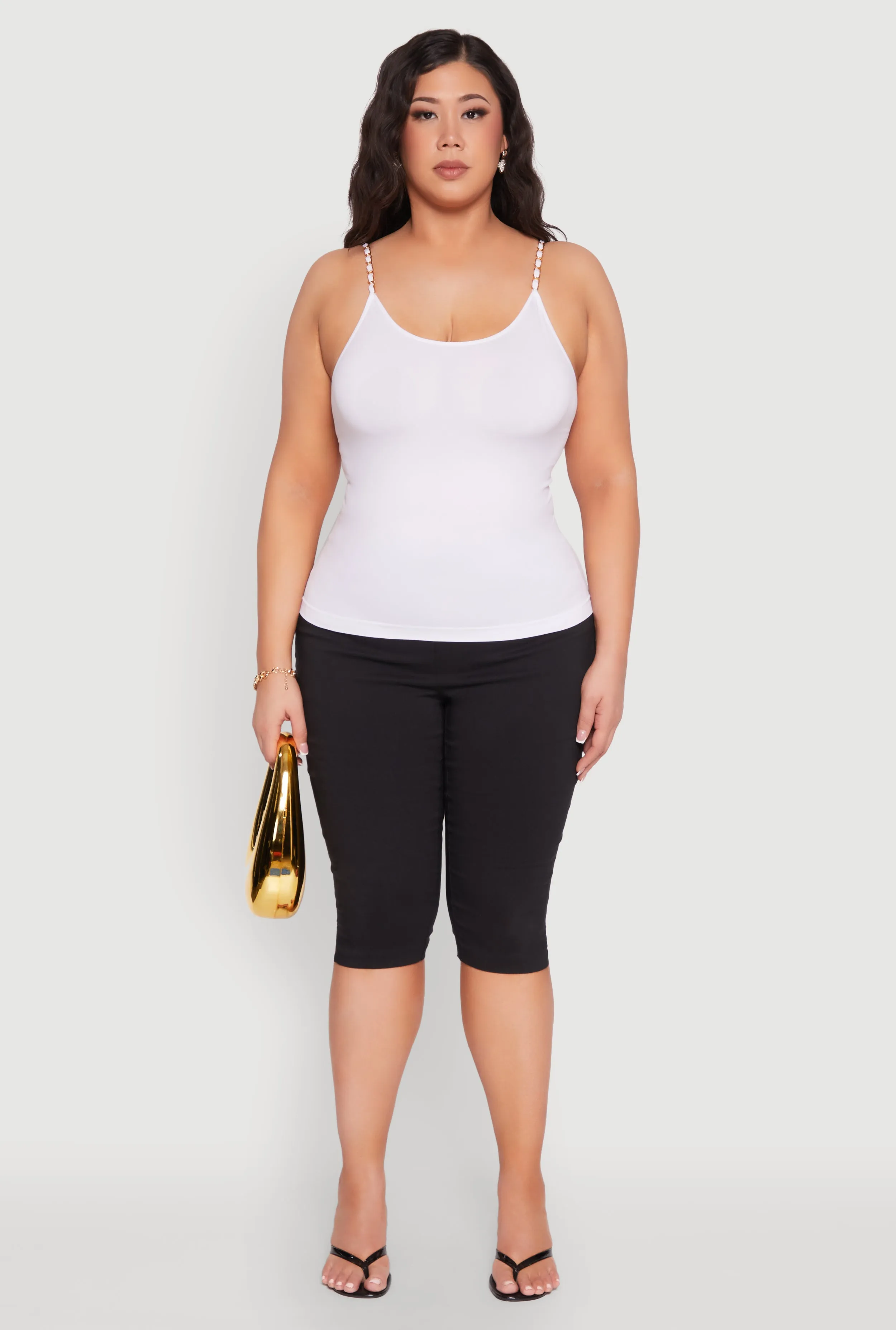 Plus Size Seamless Metallic Chain Strap Cami sold by Rainbow product image thumbnail 3