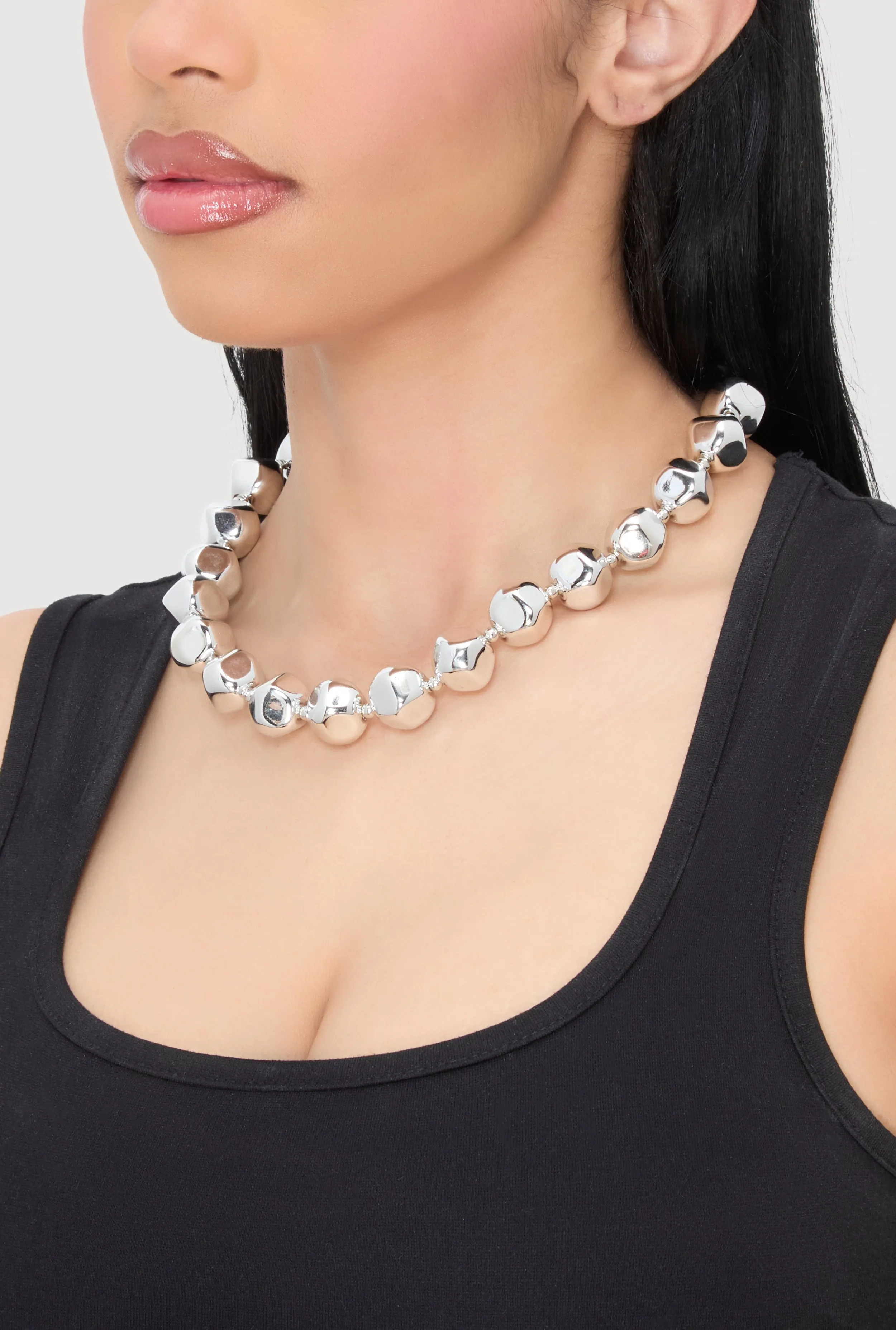 Metallic Beaded Statement Necklace sold by Rainbow product image thumbnail 2