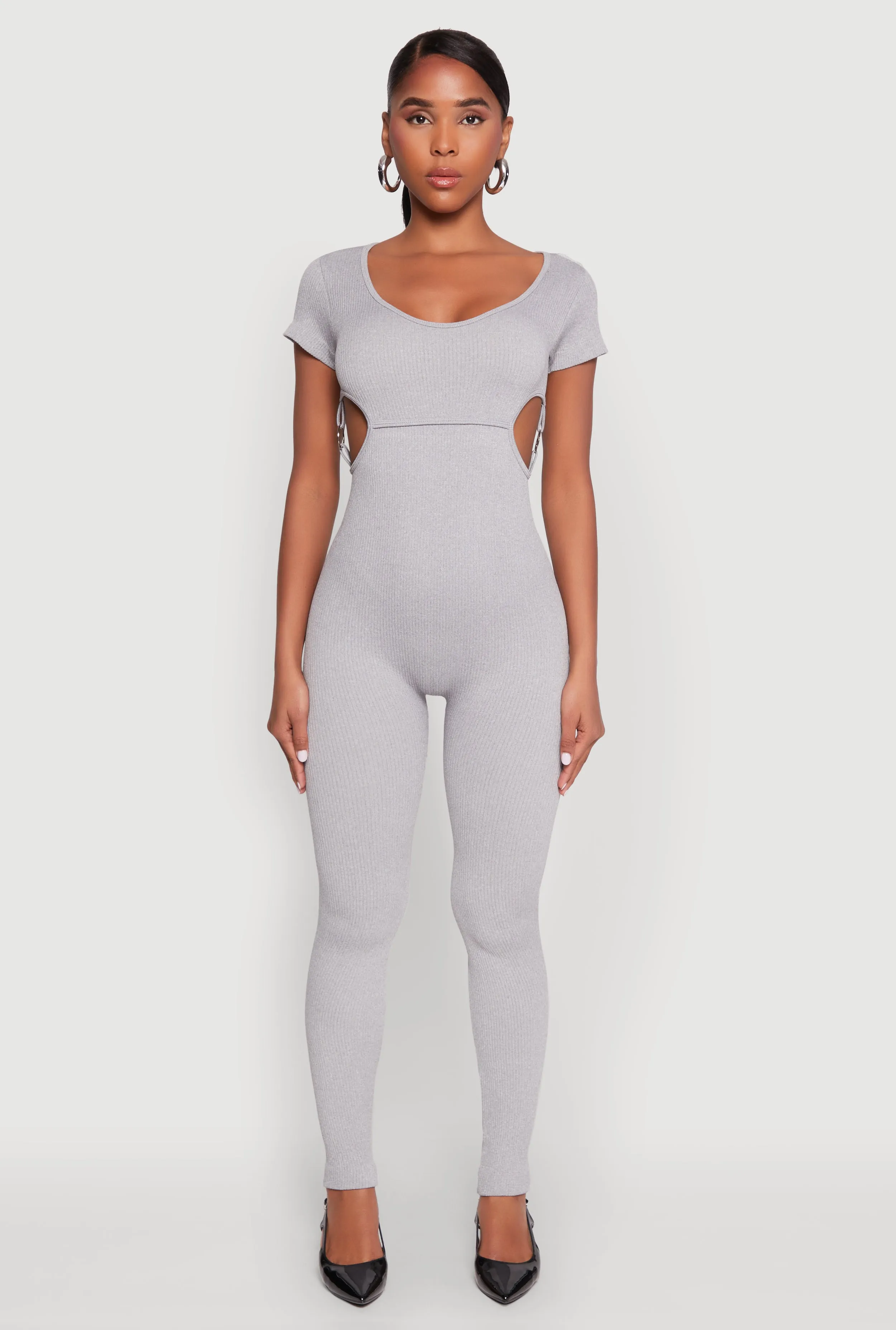 O Ring Side Cut Out Catsuit sold by Rainbow