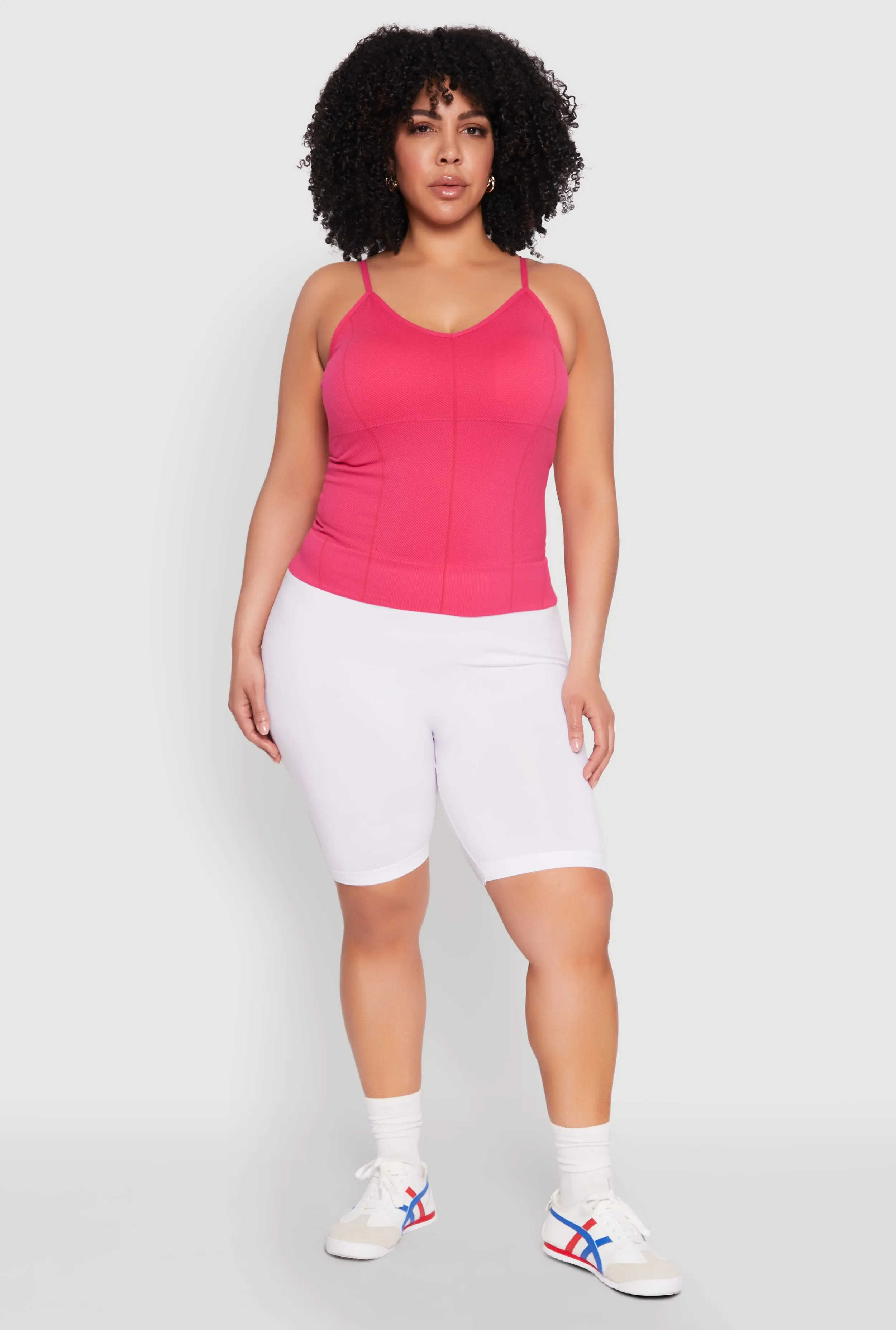 Plus Size Seamless Ribbed V Neck Cami sold by Rainbow