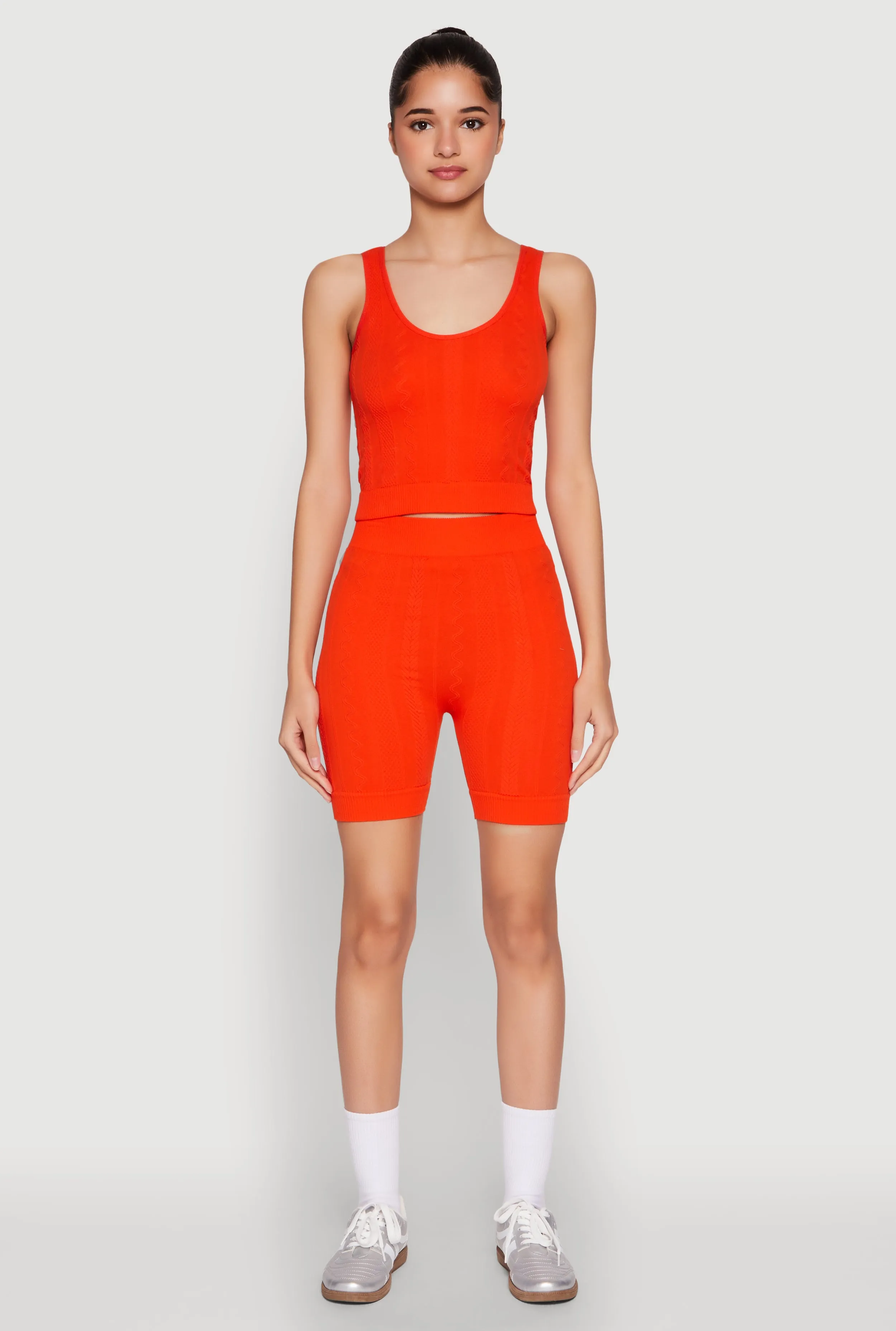 Seamless Textured Knit Tank Top and Biker Shorts sold by Rainbow product image thumbnail 2