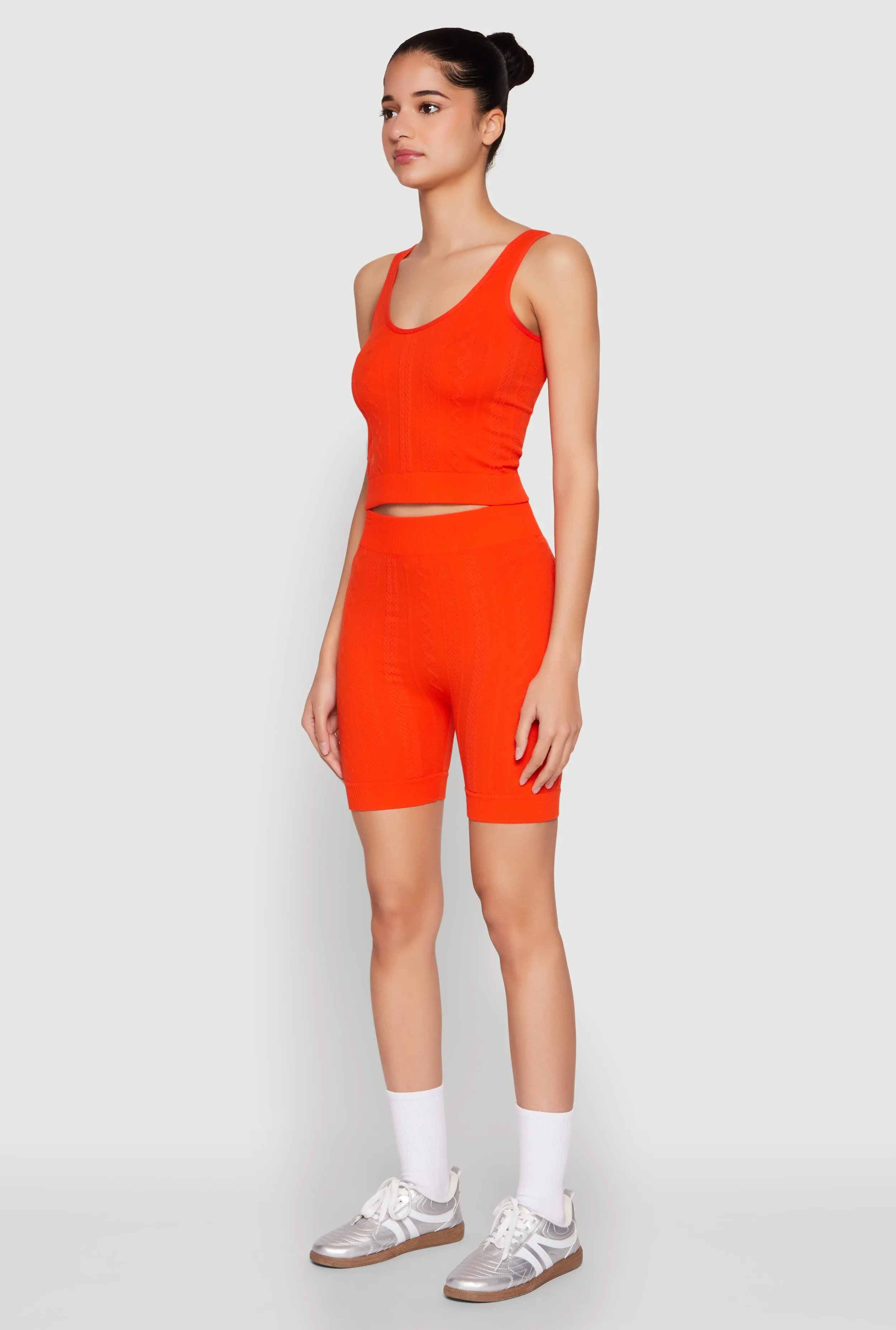 Seamless Textured Knit Tank Top and Biker Shorts sold by Rainbow product image thumbnail 3