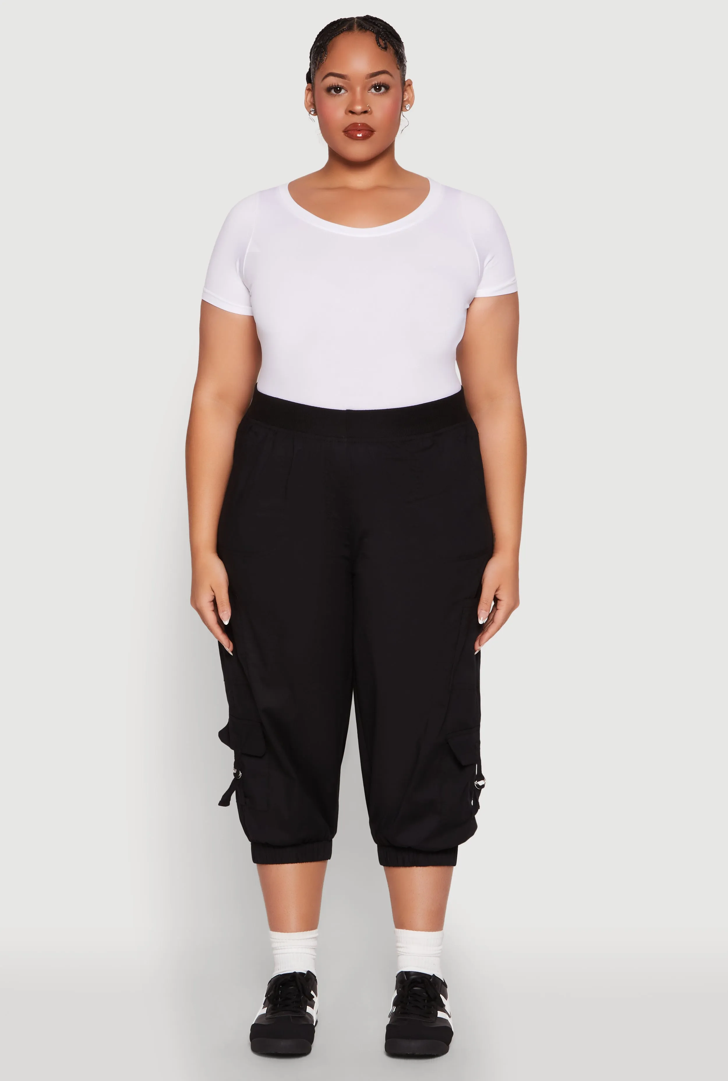 Plus Size Poplin D Ring Cargo Pocket Capri Pants sold by Rainbow product image thumbnail 2