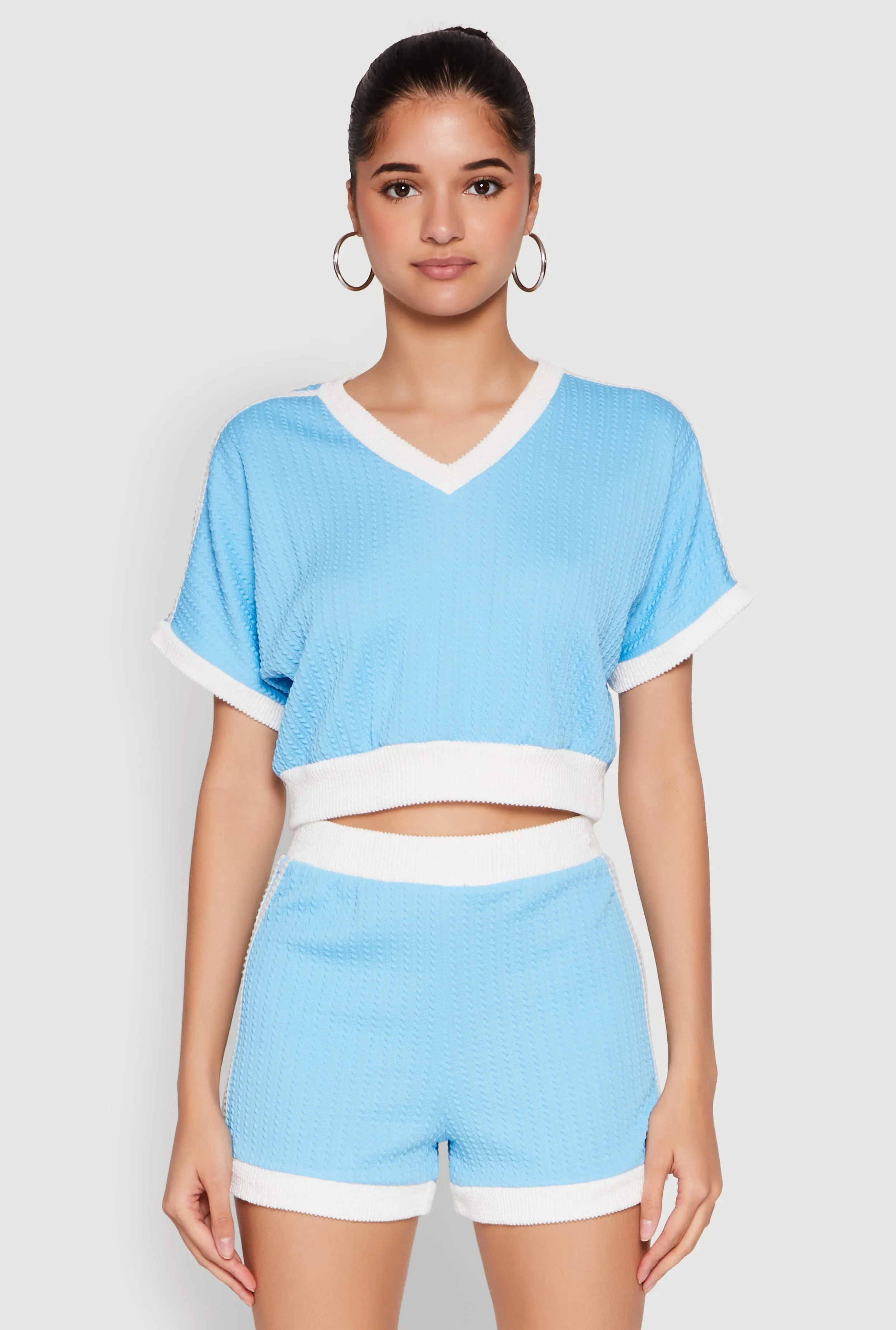 Contrast Trim Crop Top sold by Rainbow