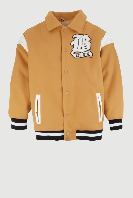 Boys B Initial Chenille Patch Letterman Jacket sold by Rainbow