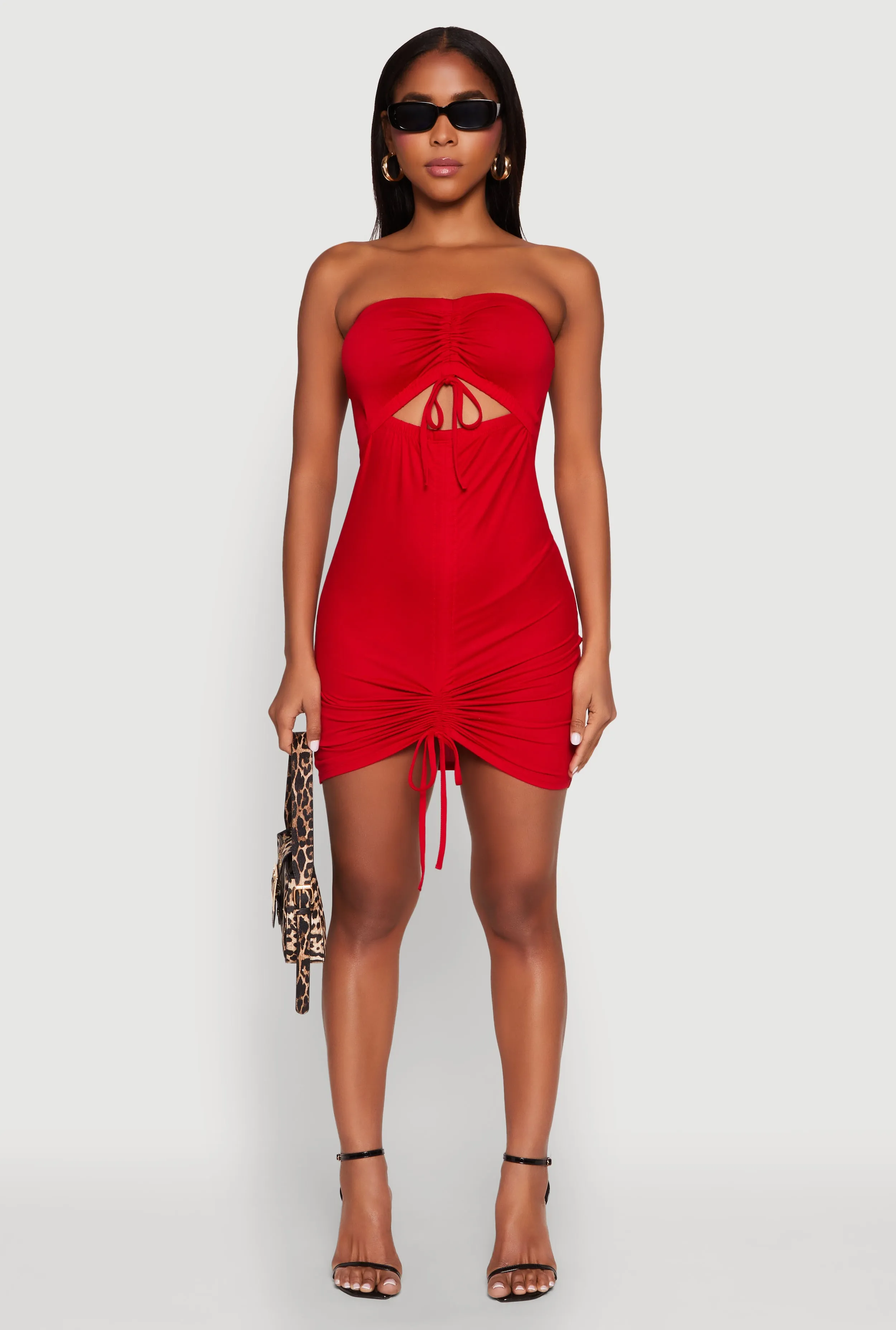 Ruched Keyhole Front Mini Tube Dress sold by Rainbow product image thumbnail 2