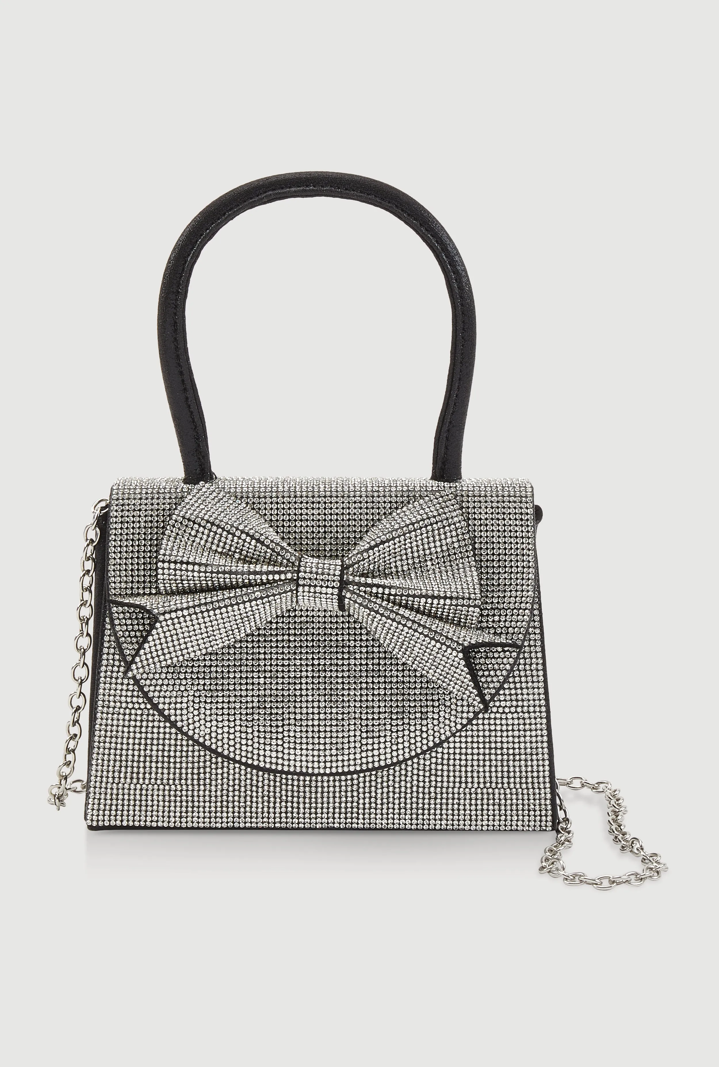 Rhinestone Bow Top Handle Handbag sold by Rainbow